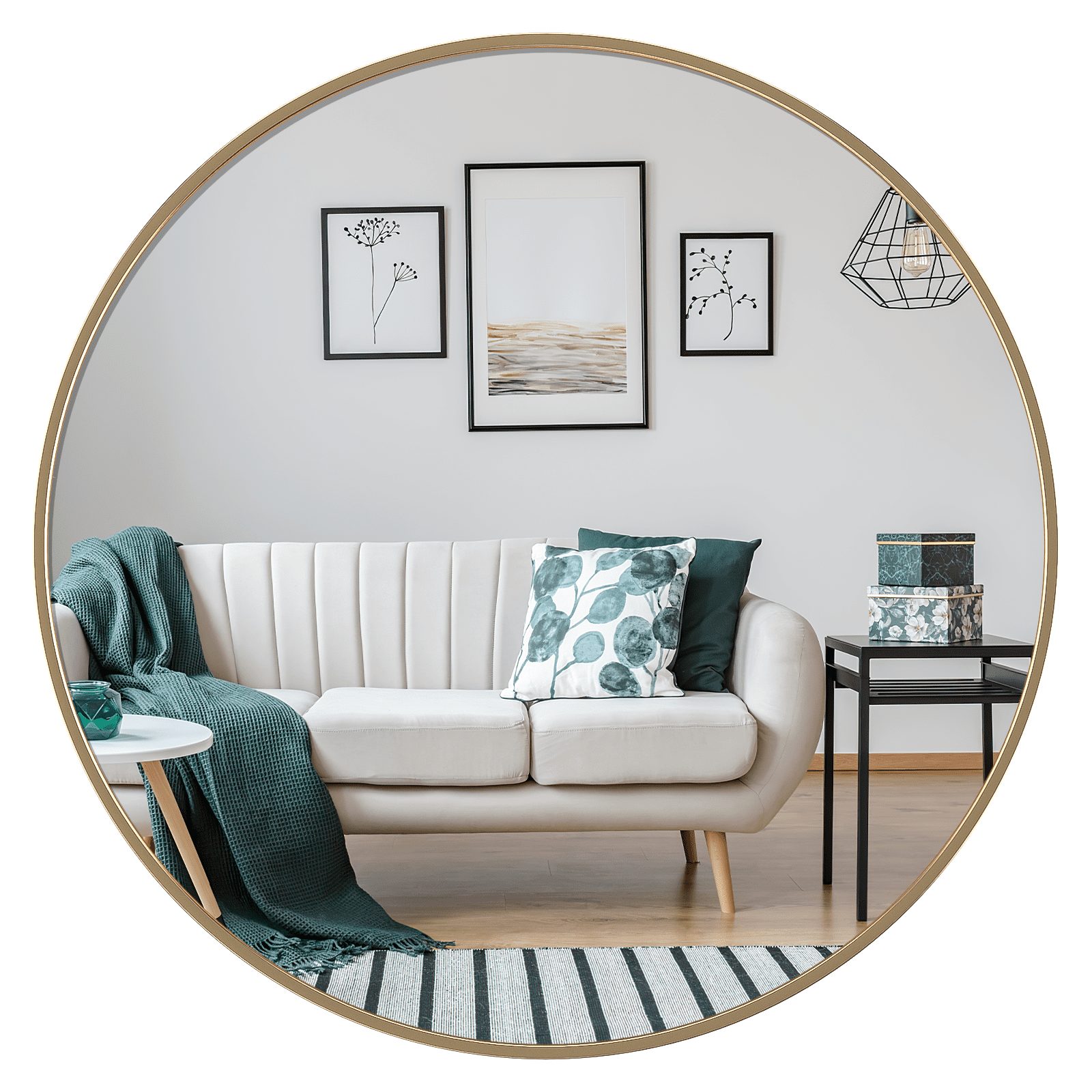 Bathroom Mirror, 24 inch Gold Circle Wall Mirrors, Wall Mounted Vanity Mirror, Home Decor Metal Framed Bath Mirror for Living Room Bedroom Entryway