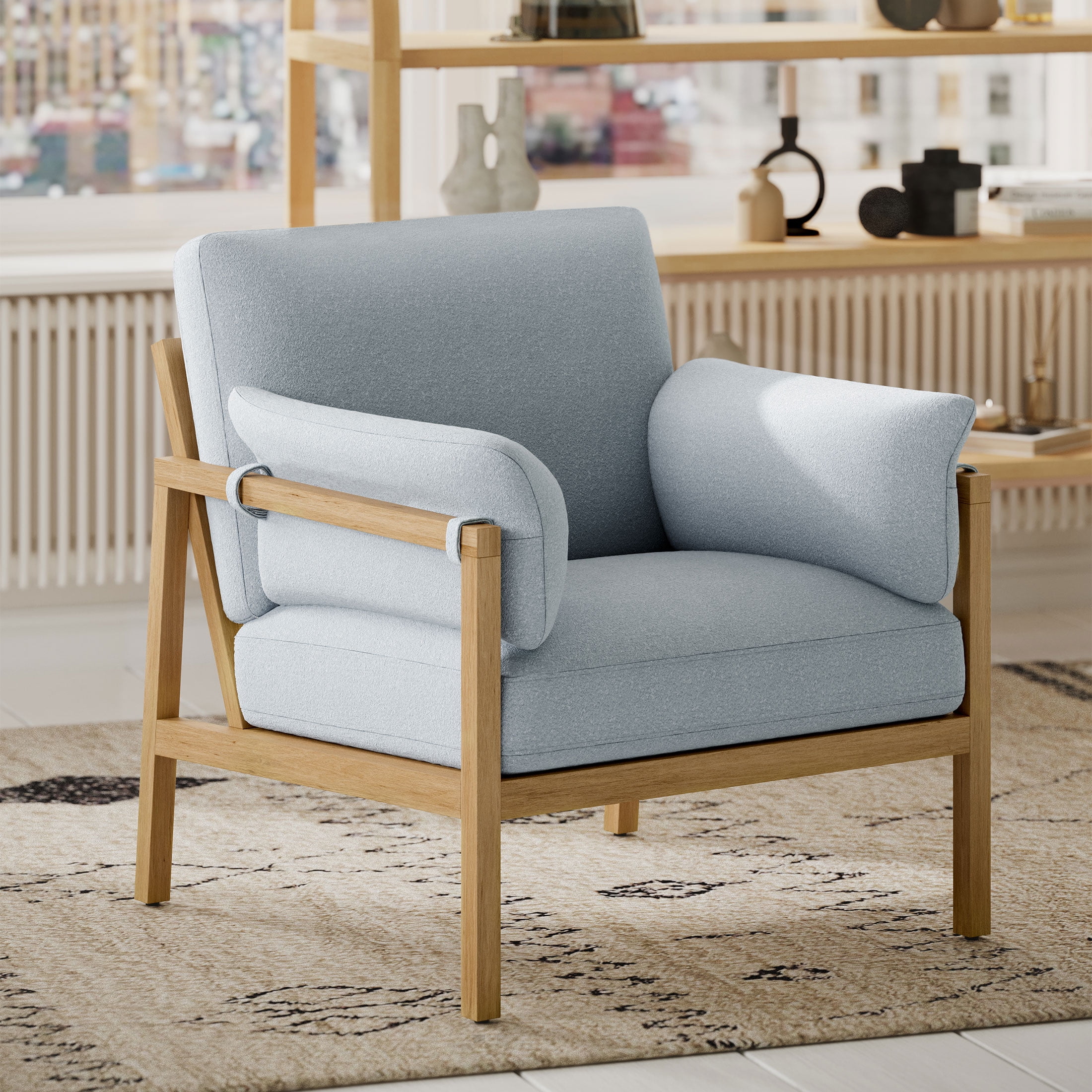 Beautiful Wrap Me Up Accent Chair With Removable Cushions by Drew, Cornflower Blue