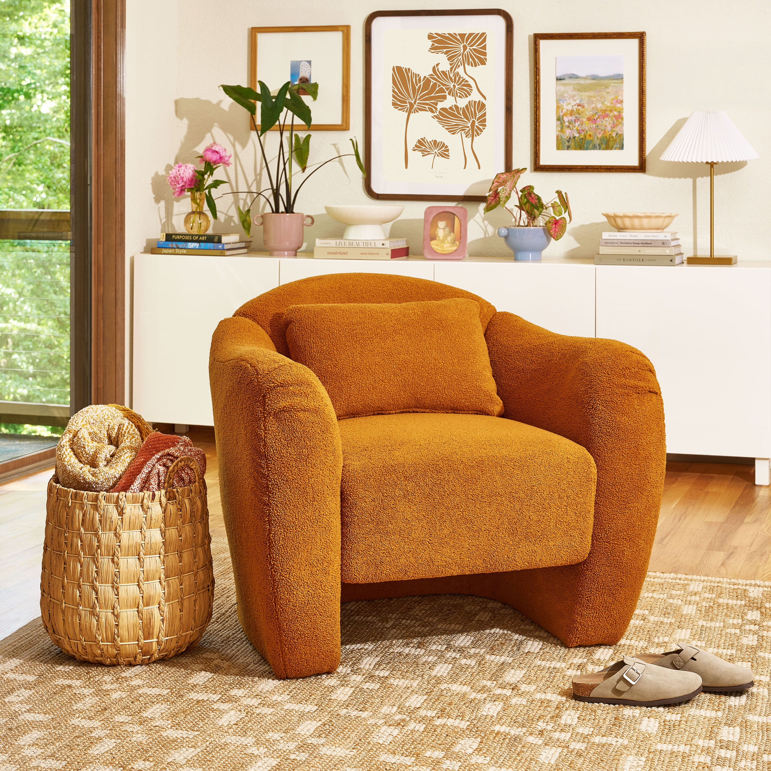 Beautiful Barrymore Teddy Accent Chair by Drew Barrymore, Butterscotch Shearling