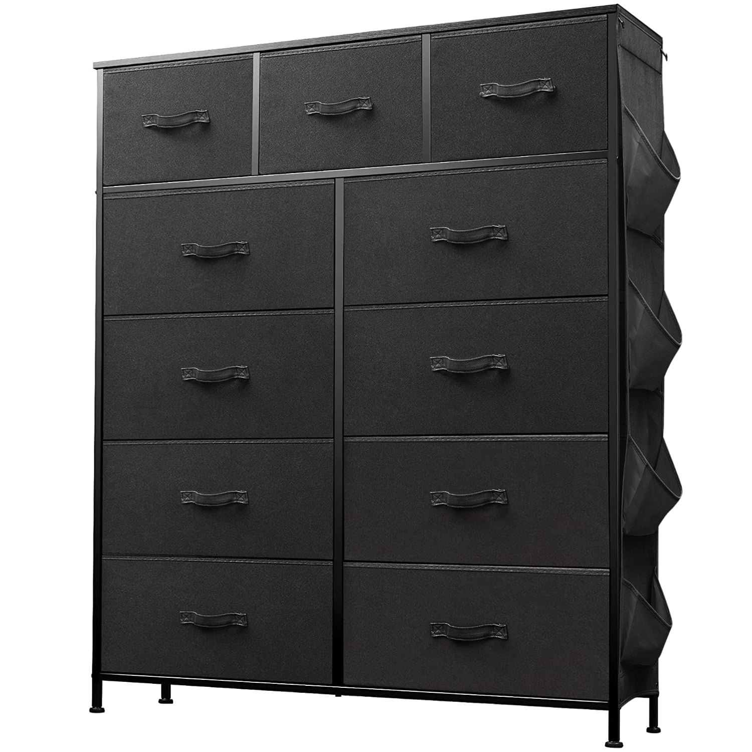 Behost Fabric Storage Dresser with 11 Drawers, Steel Frame and Wooden Top for Bedroom, Closet, Entryway and Nursery,Black
