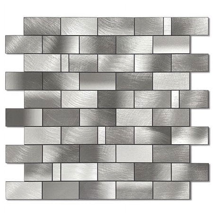 BeNice Peel and Stick Backsplash Kitchen Wall Tile Stickers Metal Panel Gray