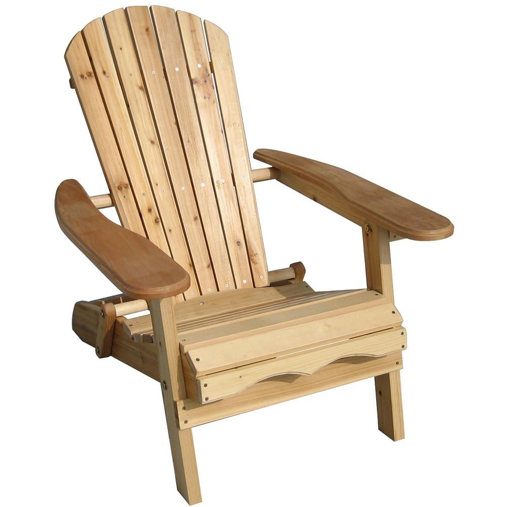 Beige Natural Wood Foldable Adirondack Outdoor Patio Chair