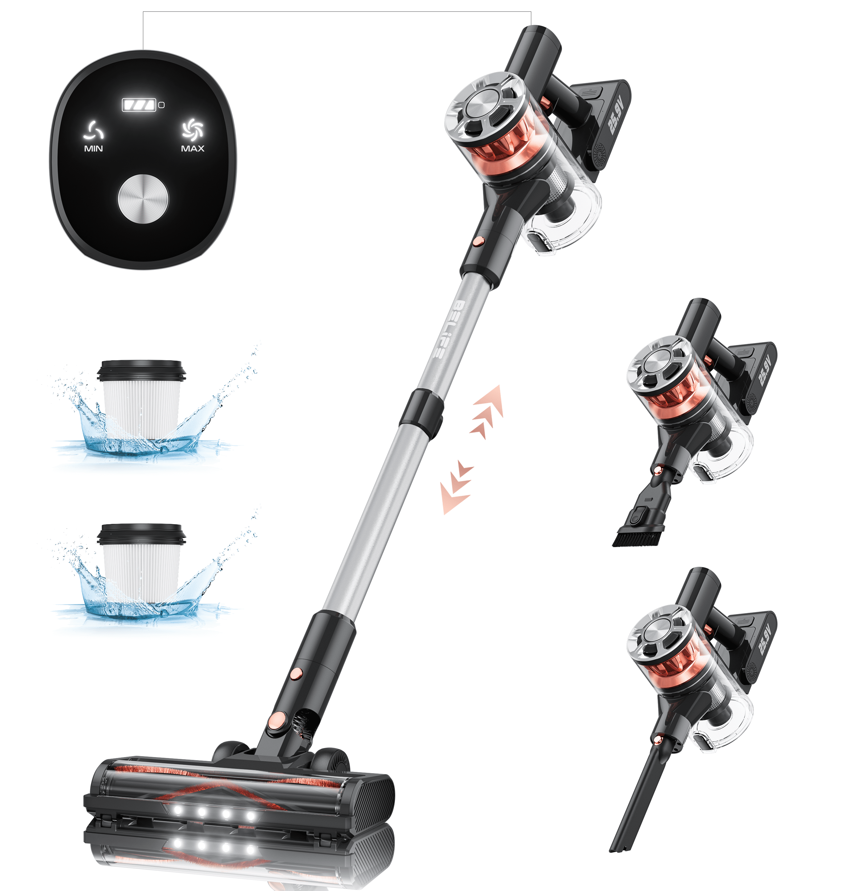 Belife Cordless Stick Vacuum Cleaner for Hardwood Floor Carpet Lightweight Powerful Handheld Vac