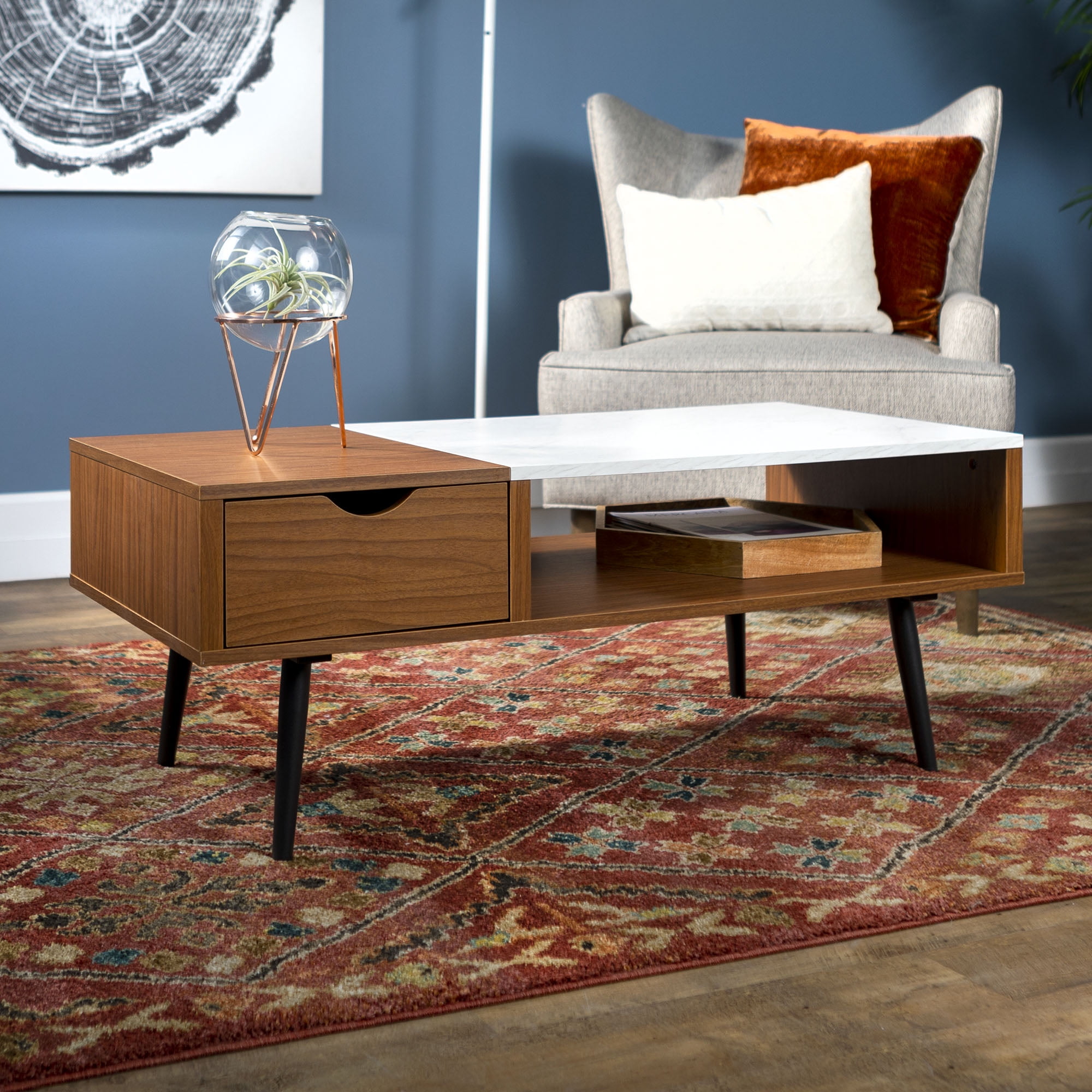 Bellamy Studios Booker Acorn and Faux Marble Coffee Table
