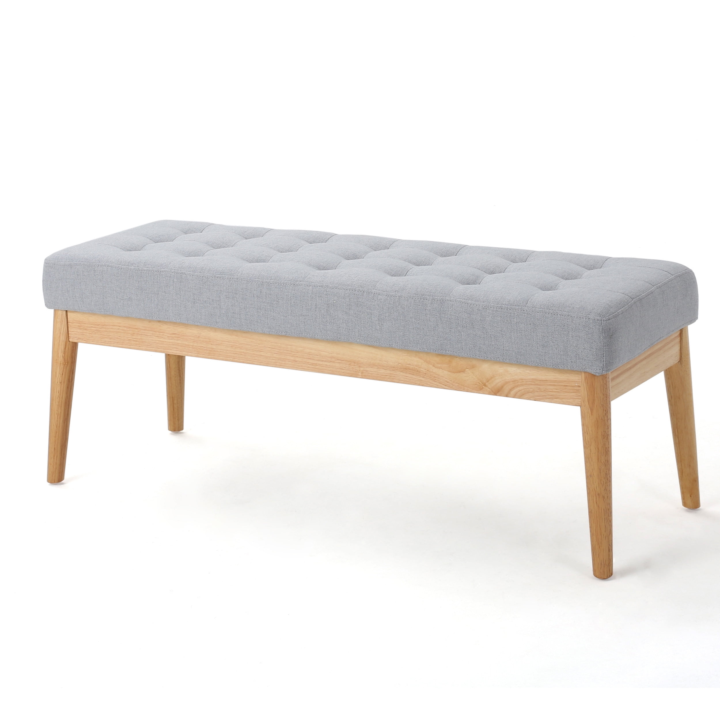 Bellamy Studios Truxton Upholstered Bench with Wood Legs, Grey