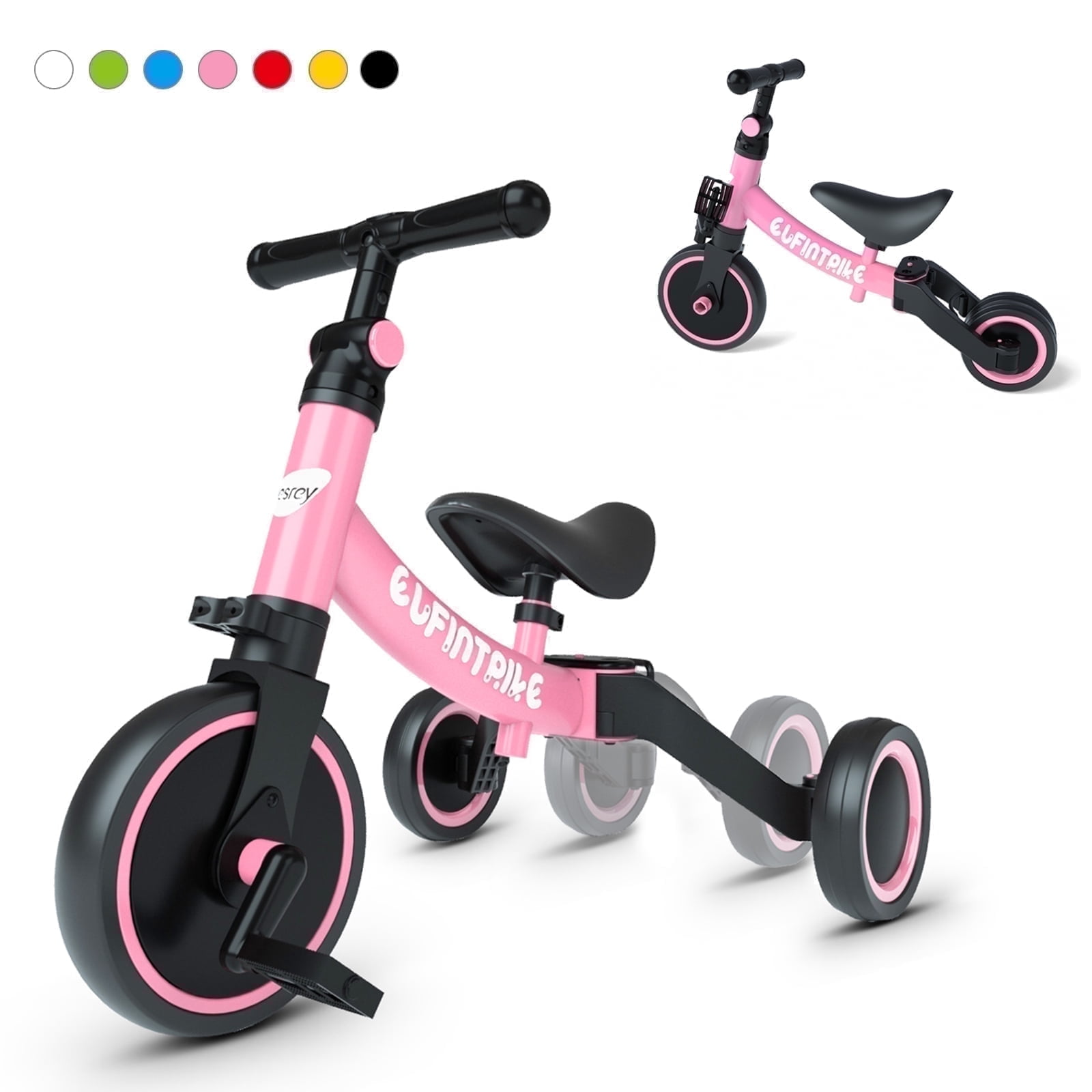 Besrey 5 in 1 Toddler Tricycle for 1 - 5 Years Old Boys and Girls,Kids Balance Bicycles Child Trike,Pink