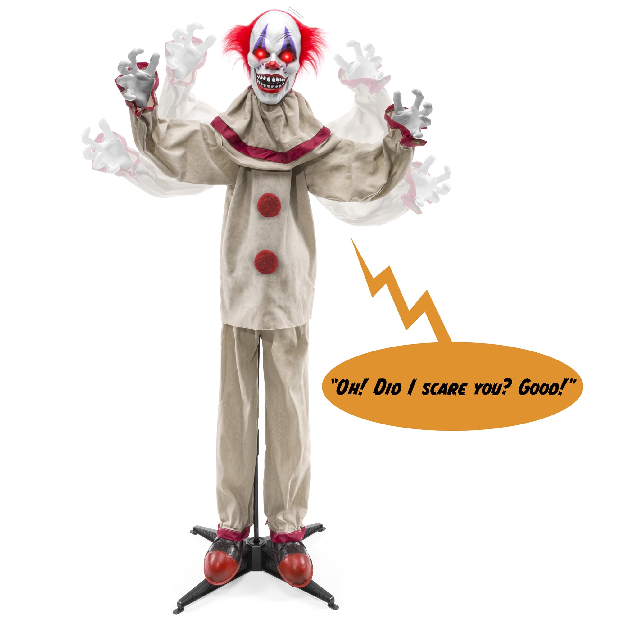 Best Choice Products Scary Harry the Motion Activated Animatronic Killer Clown, Halloween Prop w/ Pre-Recorded Lines