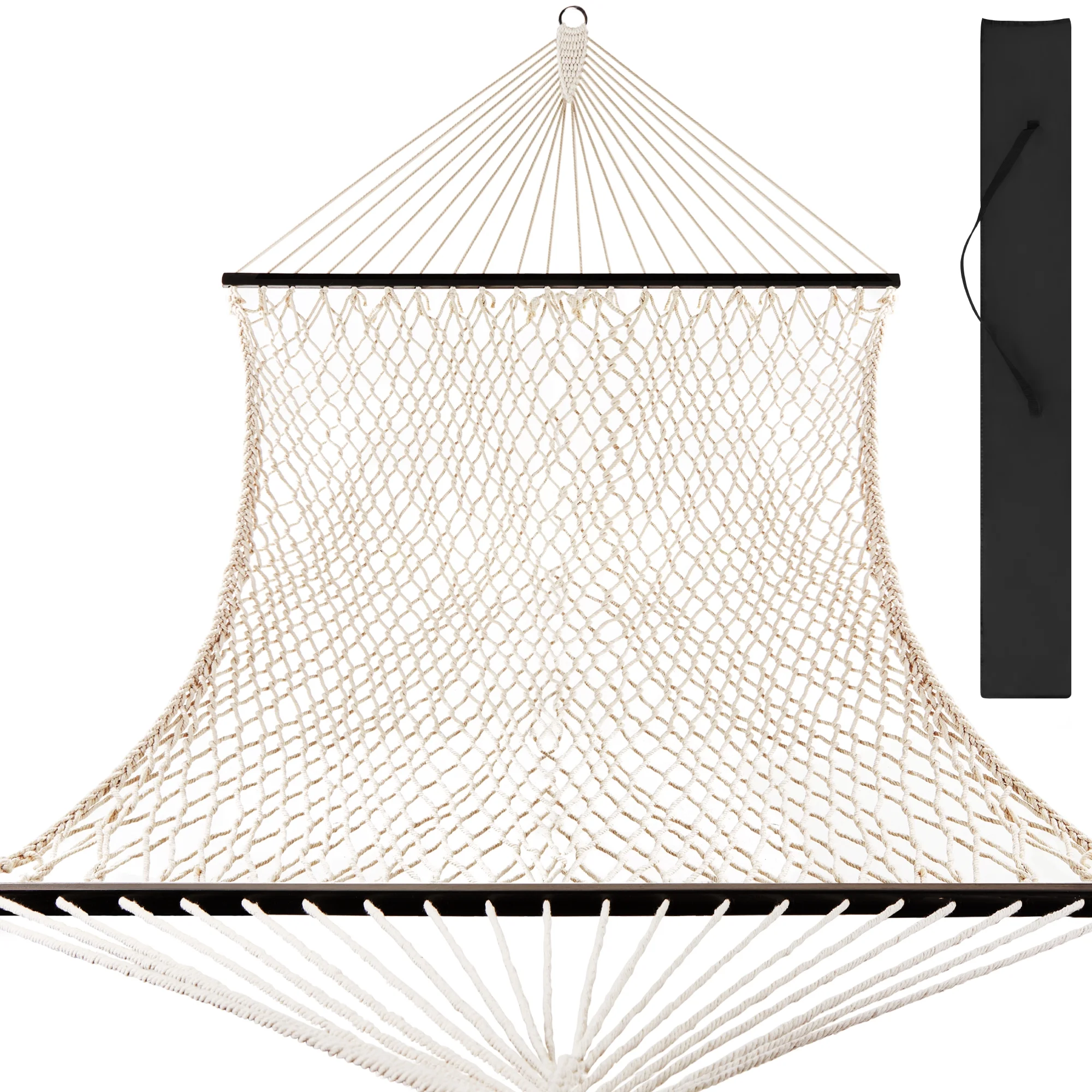 Best Choice Products 2-Person Woven Cotton Rope Double Hammock for Backyard w/ Spreader Bars, Carrying Case