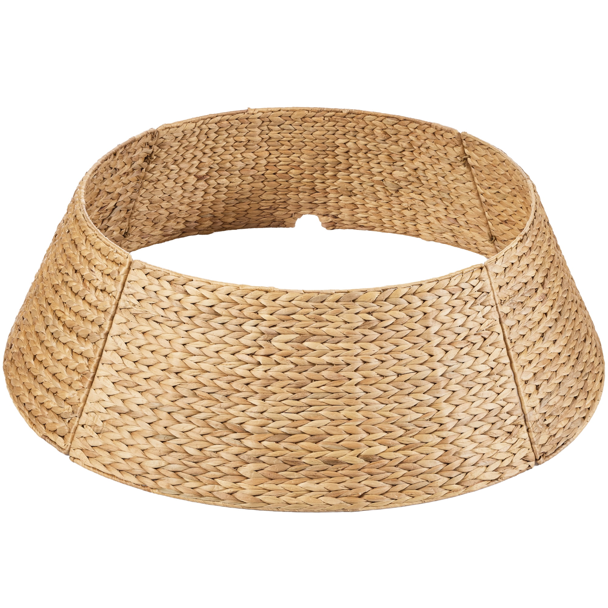 Best Choice Products 24in Woven Hyacinth Christmas Tree Collar, Tree Skirt Accessory w/ Cord Cut-Out - Natural