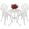 Best Choice Products 3-Piece Cast Aluminum Patio Bistro Furniture Set w/ Antique Finish - White