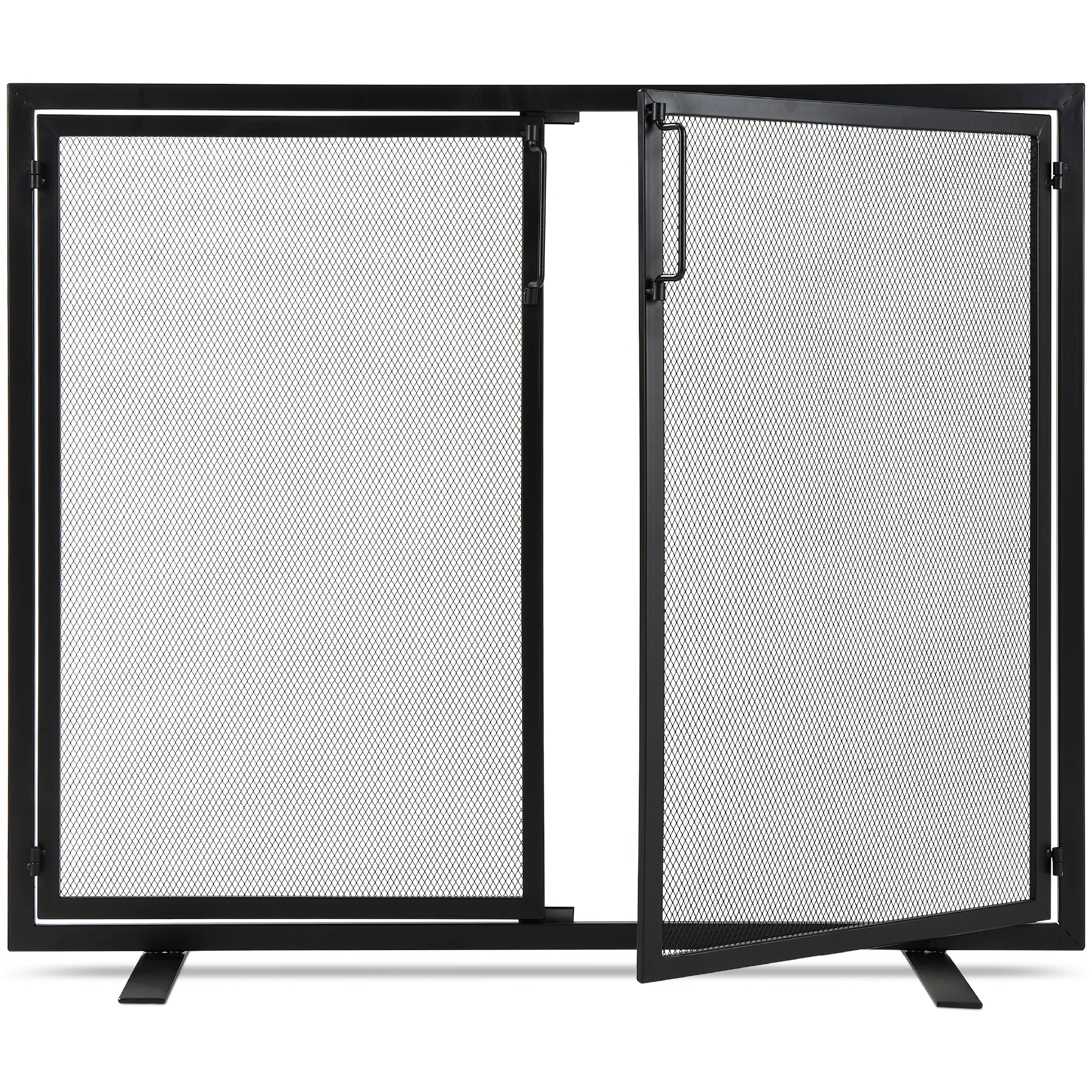Best Choice Products 38.5x31in 2-Door Fireplace Screen, Handcrafted Wrought Iron Spark Guard w/ Magnetic Doors - Black