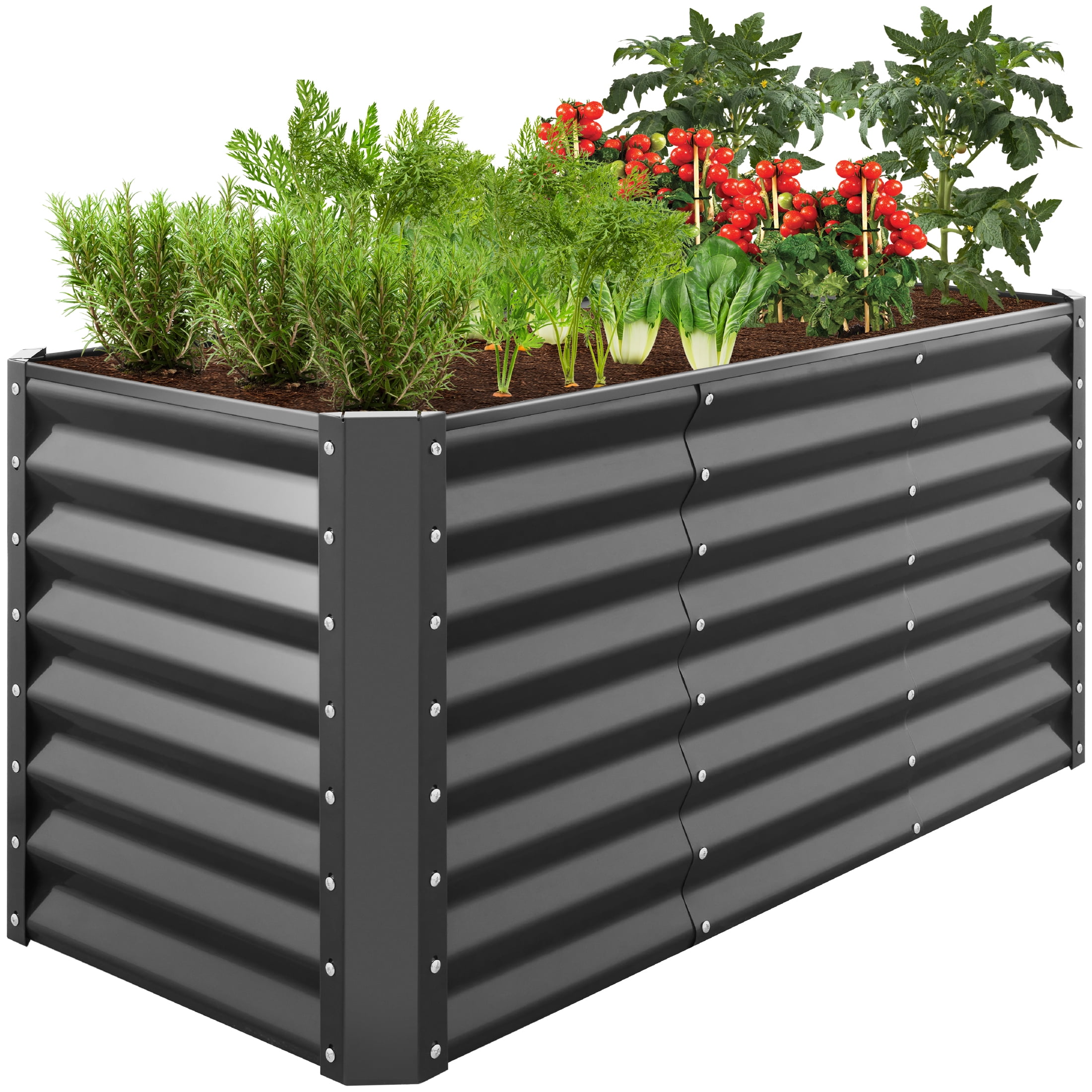 Best Choice Products 4x2x2ft Outdoor Metal Raised Garden Bed, Planter Box for Vegetables, Flowers, Herbs - Gray