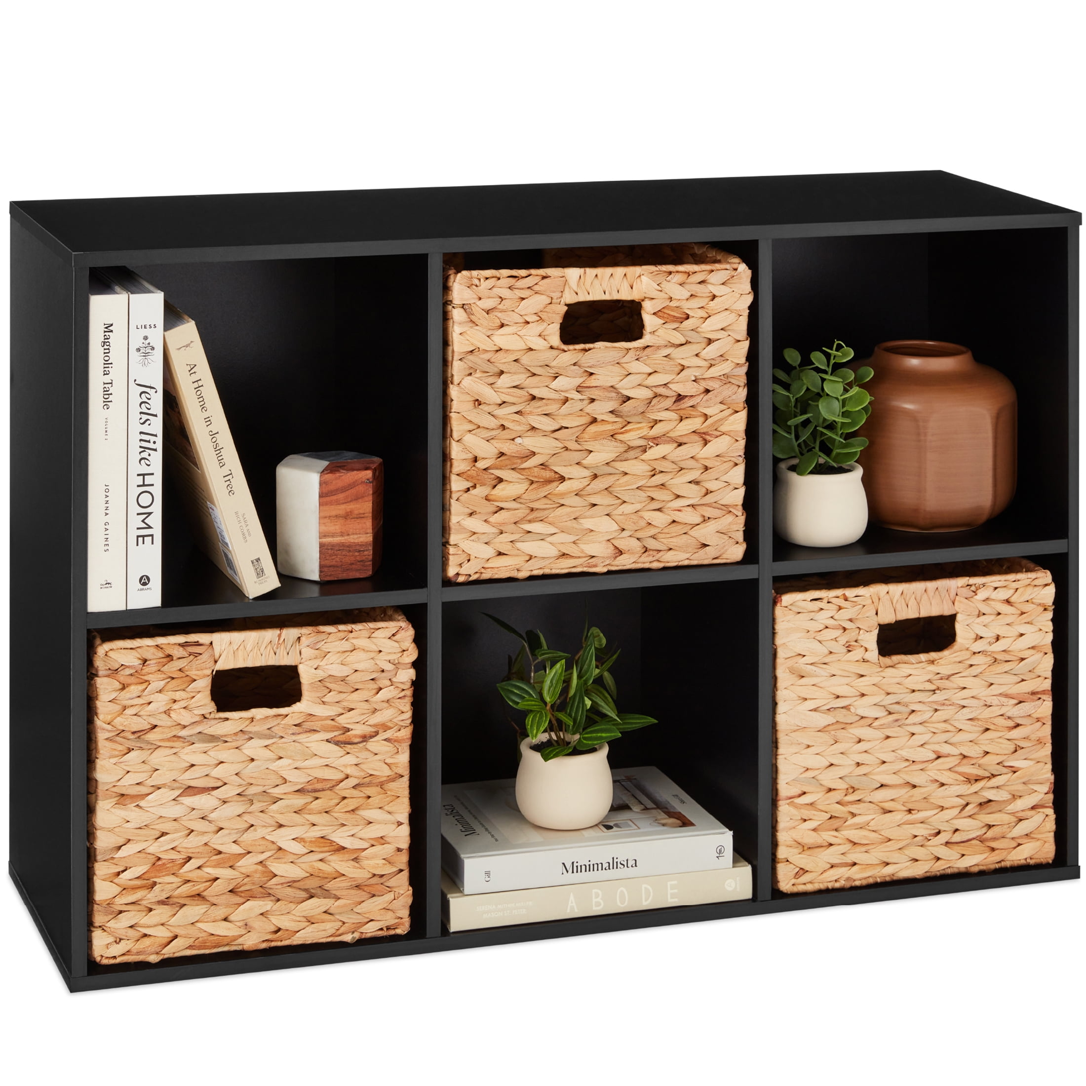Best Choice Products 6-Cube Bookshelf, 11in Display Storage System, Organizer w/ Removable Back Panels - Black