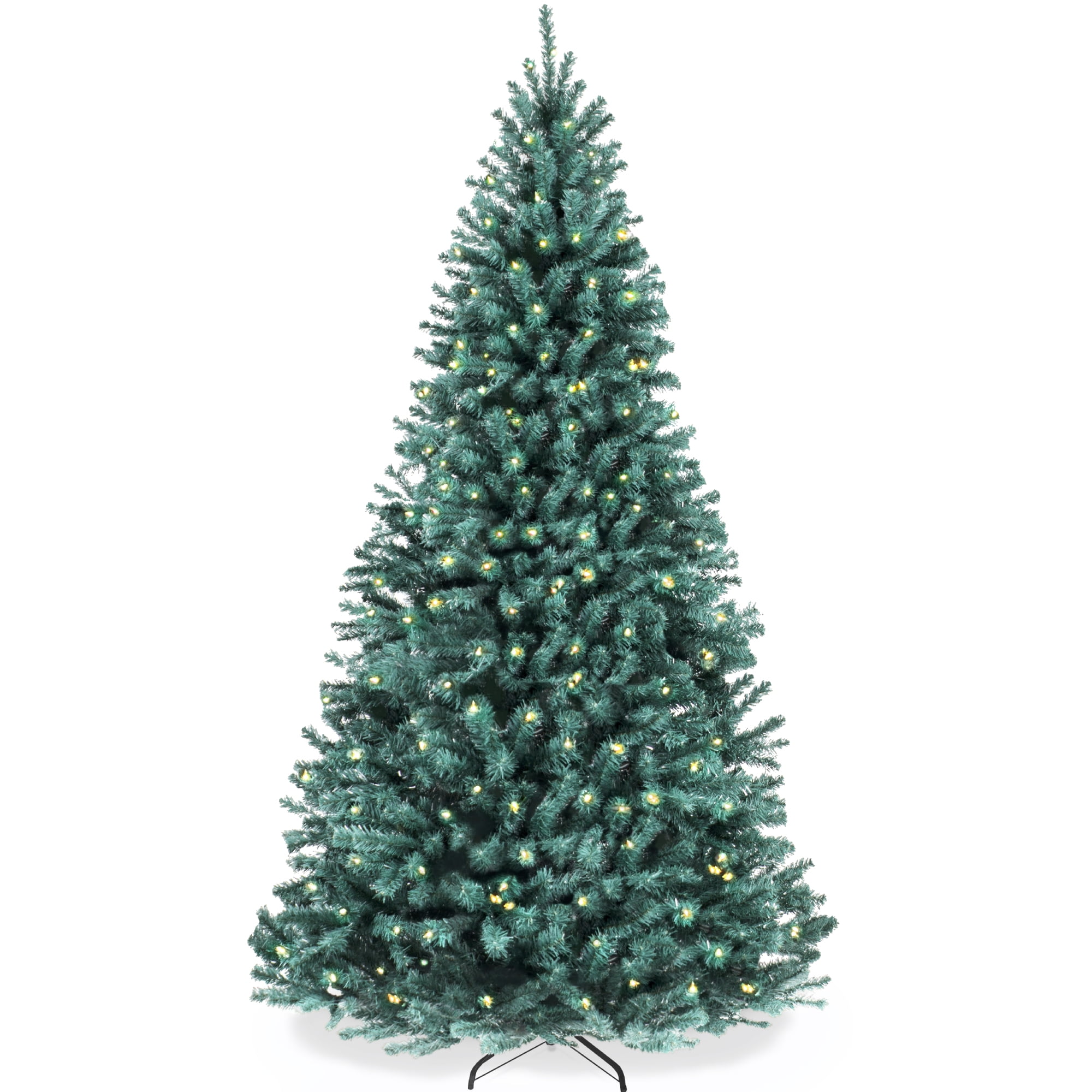 Best Choice Products 7.5ft Pre-Lit Blue Spruce Christmas Tree w/ Foldable Base, 420 Lights, 1384 Tips