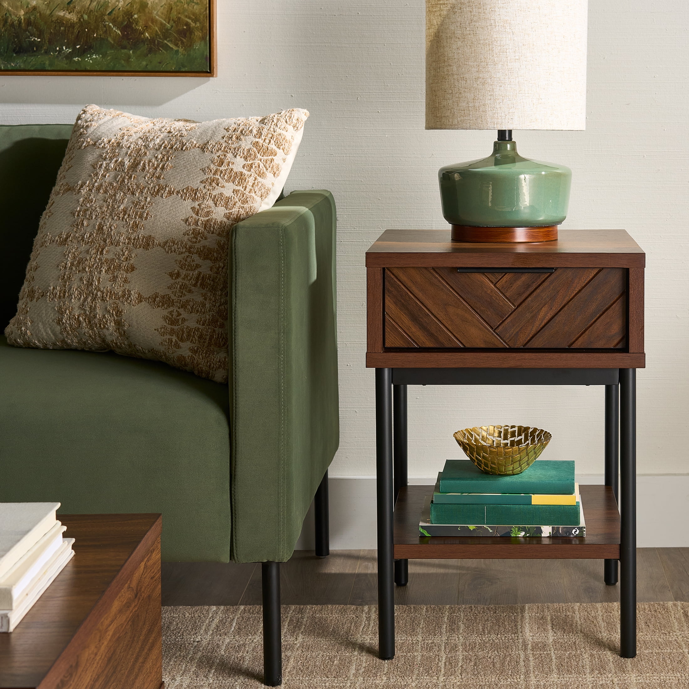Better Homes & Gardens Wyatt Geo End Table, Walnut Finish