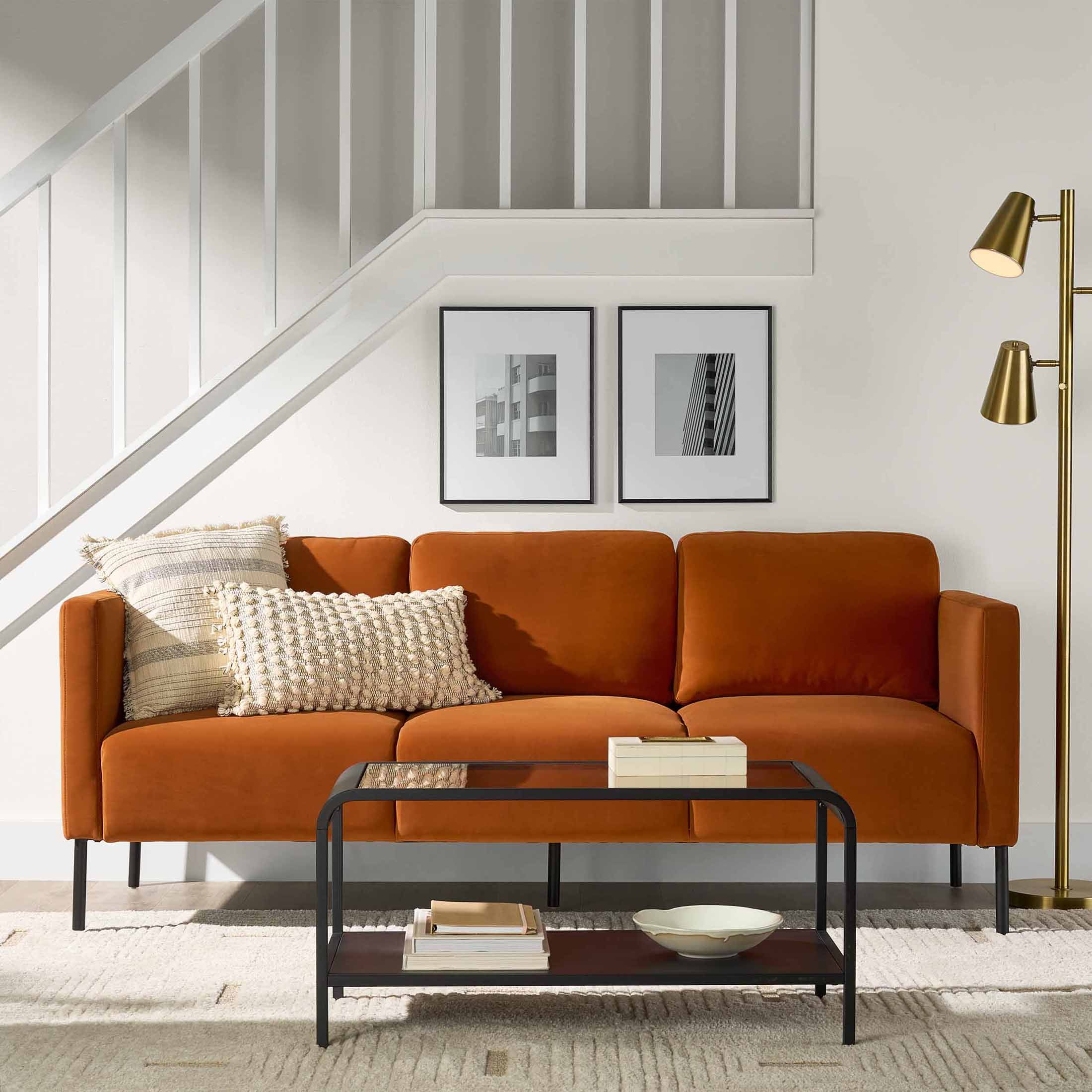 Better Homes & Gardens Wyatt Velvet Sofa, Copper Pipe