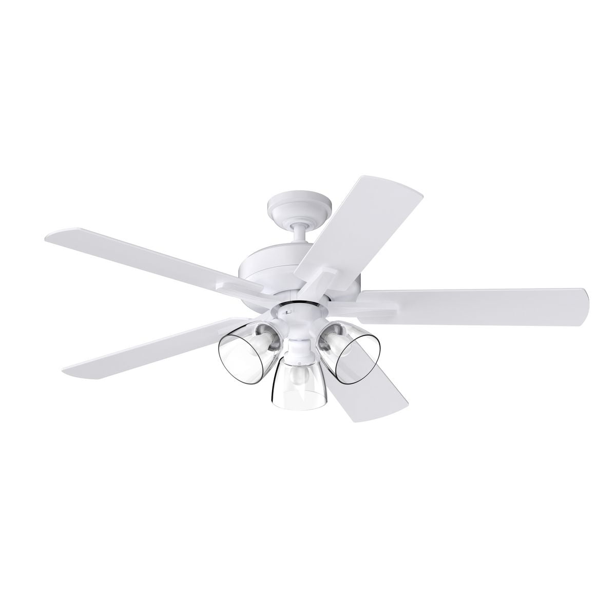 Bennett 52" White 3 Light 5 Blade Ceiling Fan with LED Light Kit and Clear Glass Shades