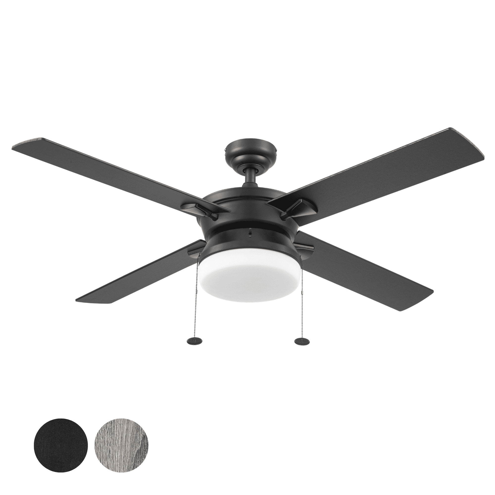 Better Homes & Gardens Blair 52'' Black Modern Indoor Ceiling Fan with Light 4 Blades Pull Chains