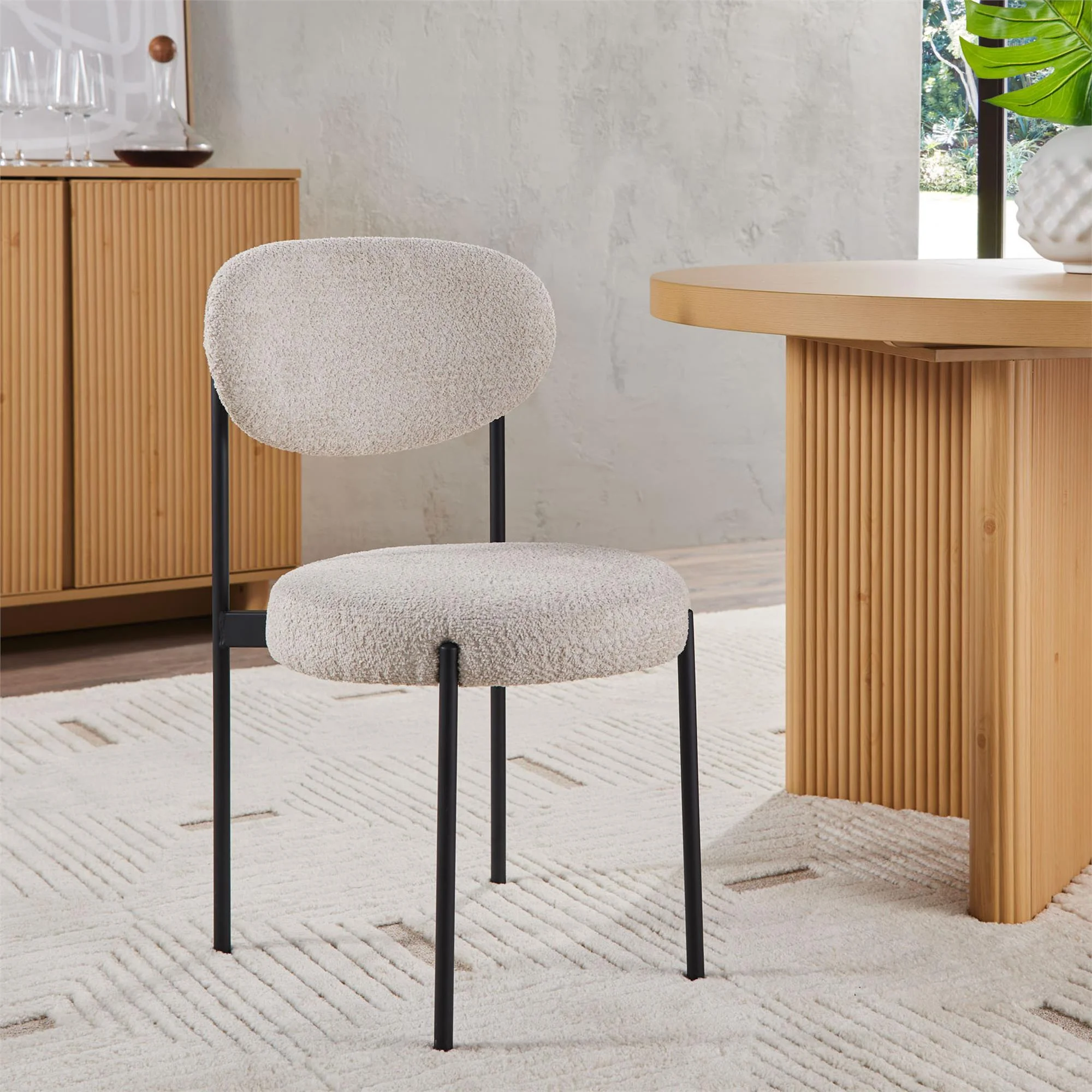 Better Homes & Gardens Boucle Dining Chair, Cream, 2 Pack