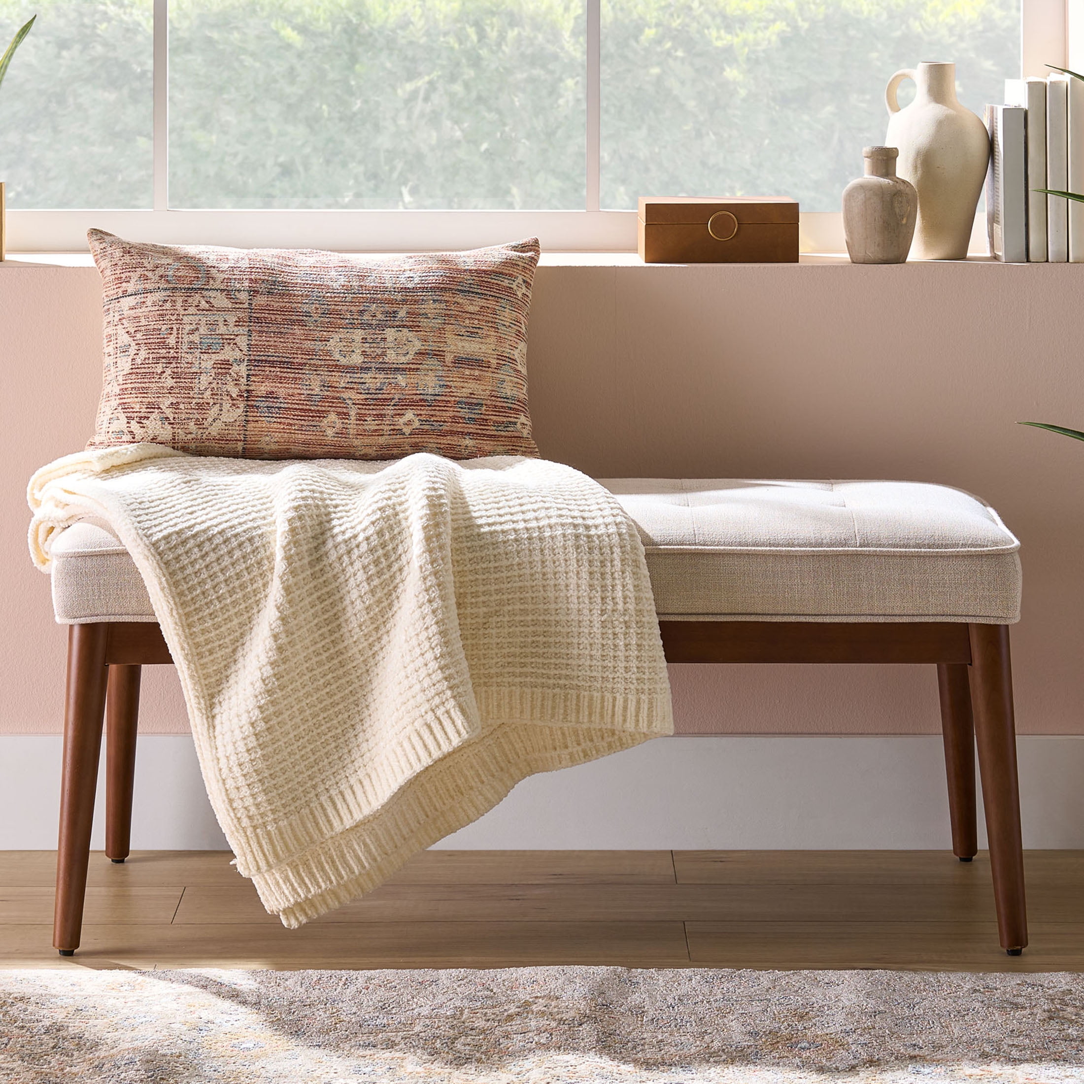 Better Homes & Gardens Colton 44" Upholstered Accent Bench, Cream