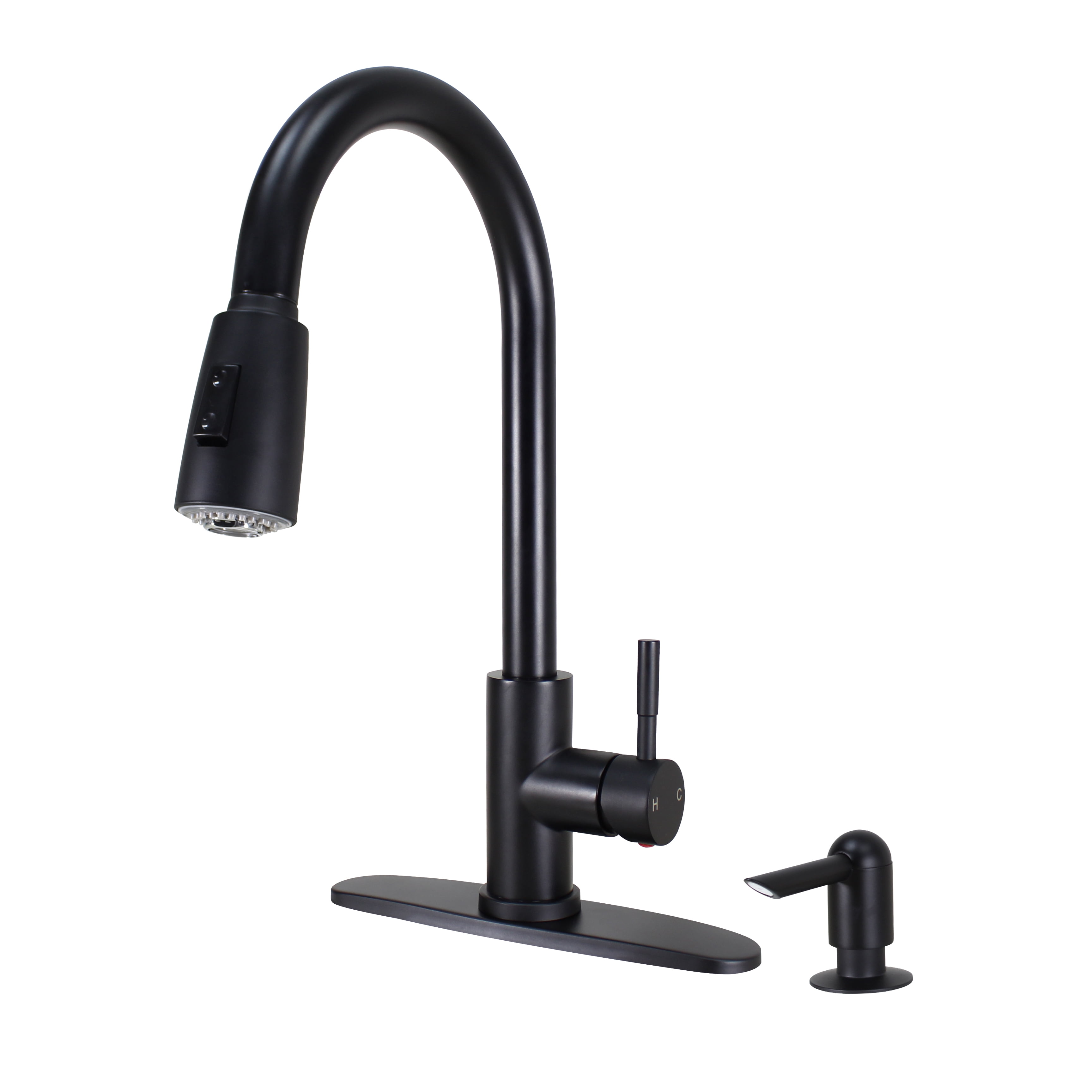 Better Homes & Gardens Elmont High Spout Single Handle Pull Down Kitchen Faucet with Soap Dispenser, Matte Black