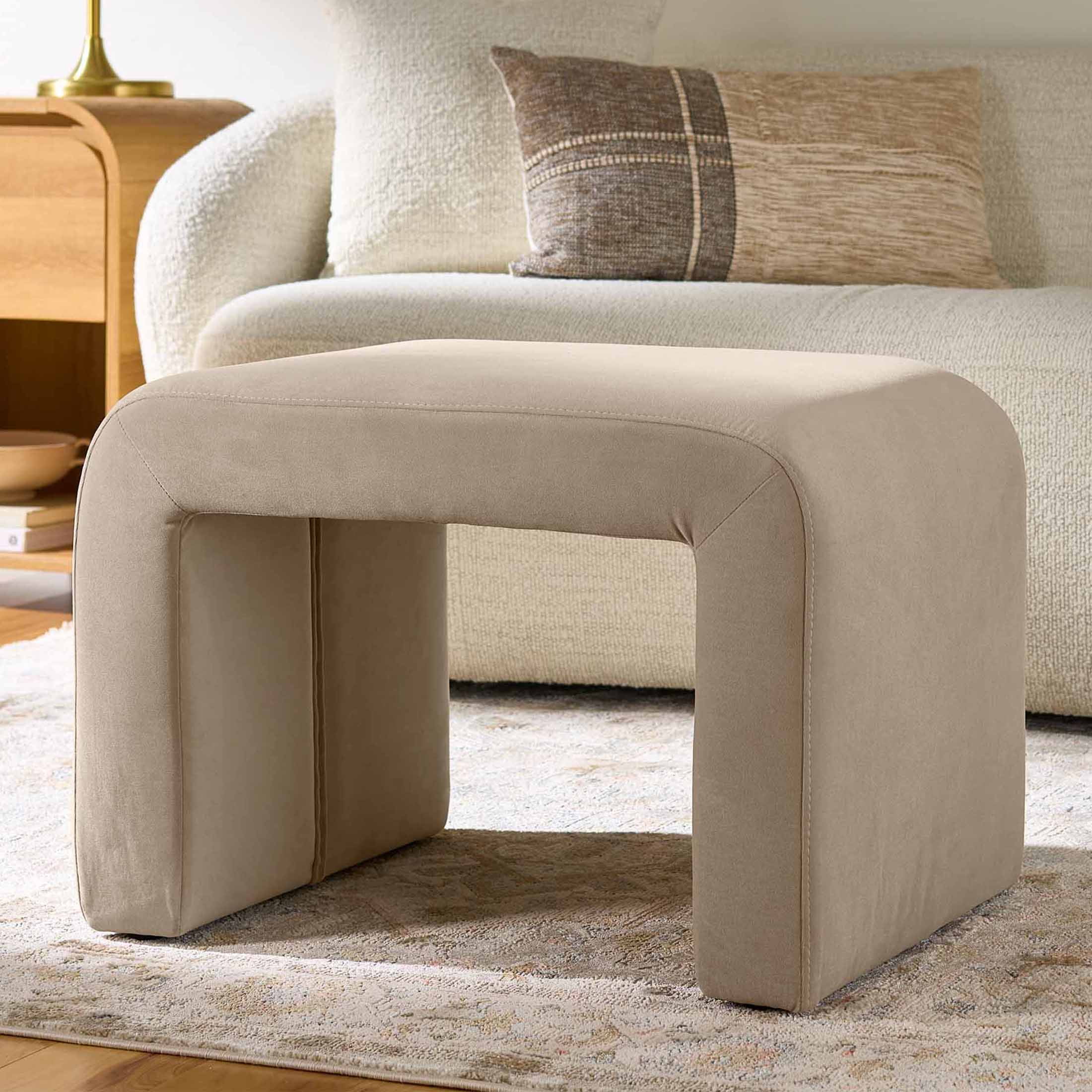 Better Homes & Gardens Juliet Velvet Waterfall Ottoman, Beige