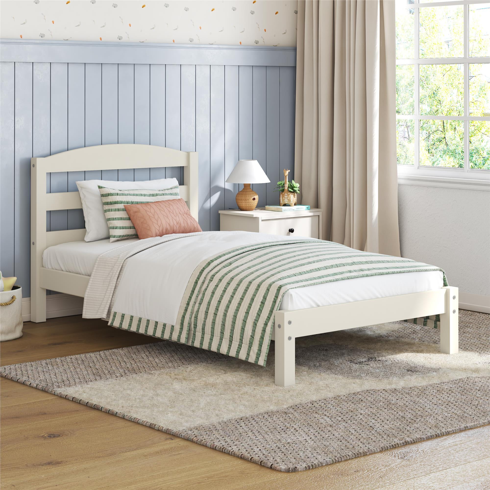 Better Homes & Gardens Leighton Kids Twin Size Bed, Wood Platform Bed Frame, Off-White