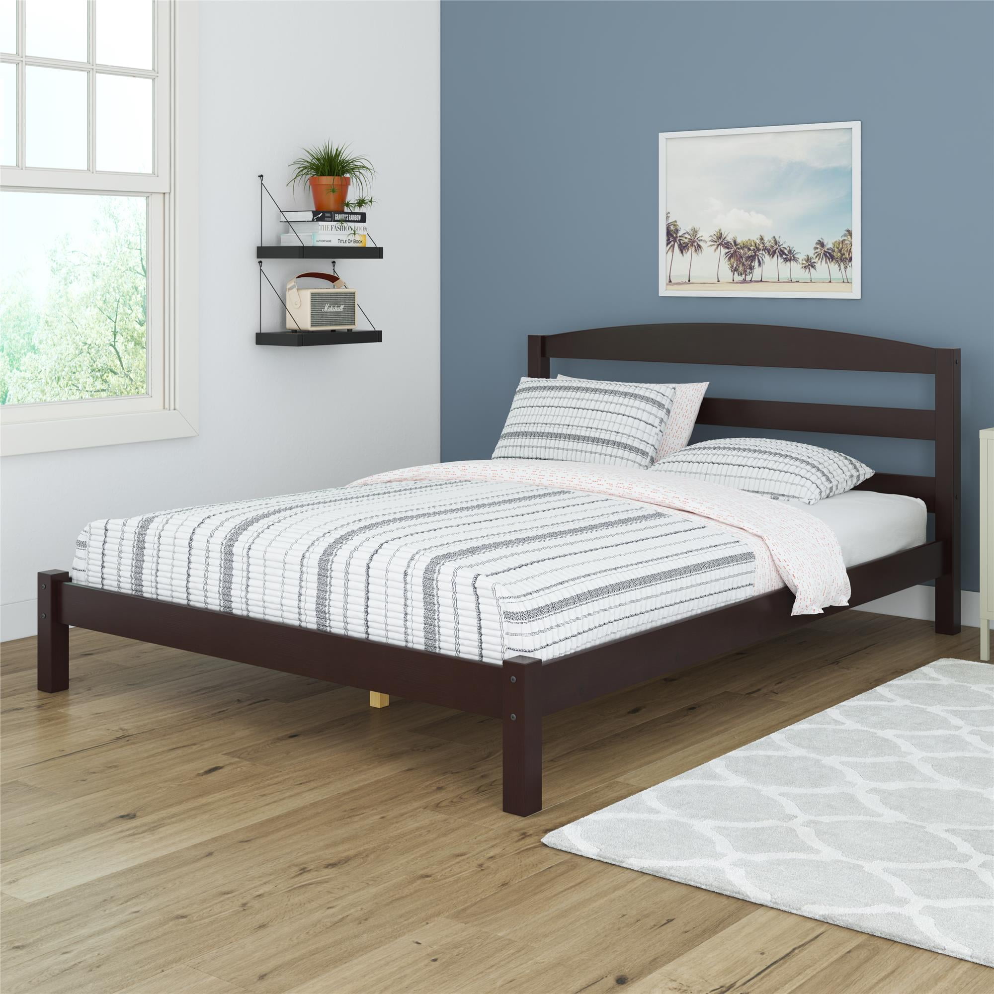 Better Homes & Gardens Leighton Solid Wood Platform Bed Frame, Full, Espresso