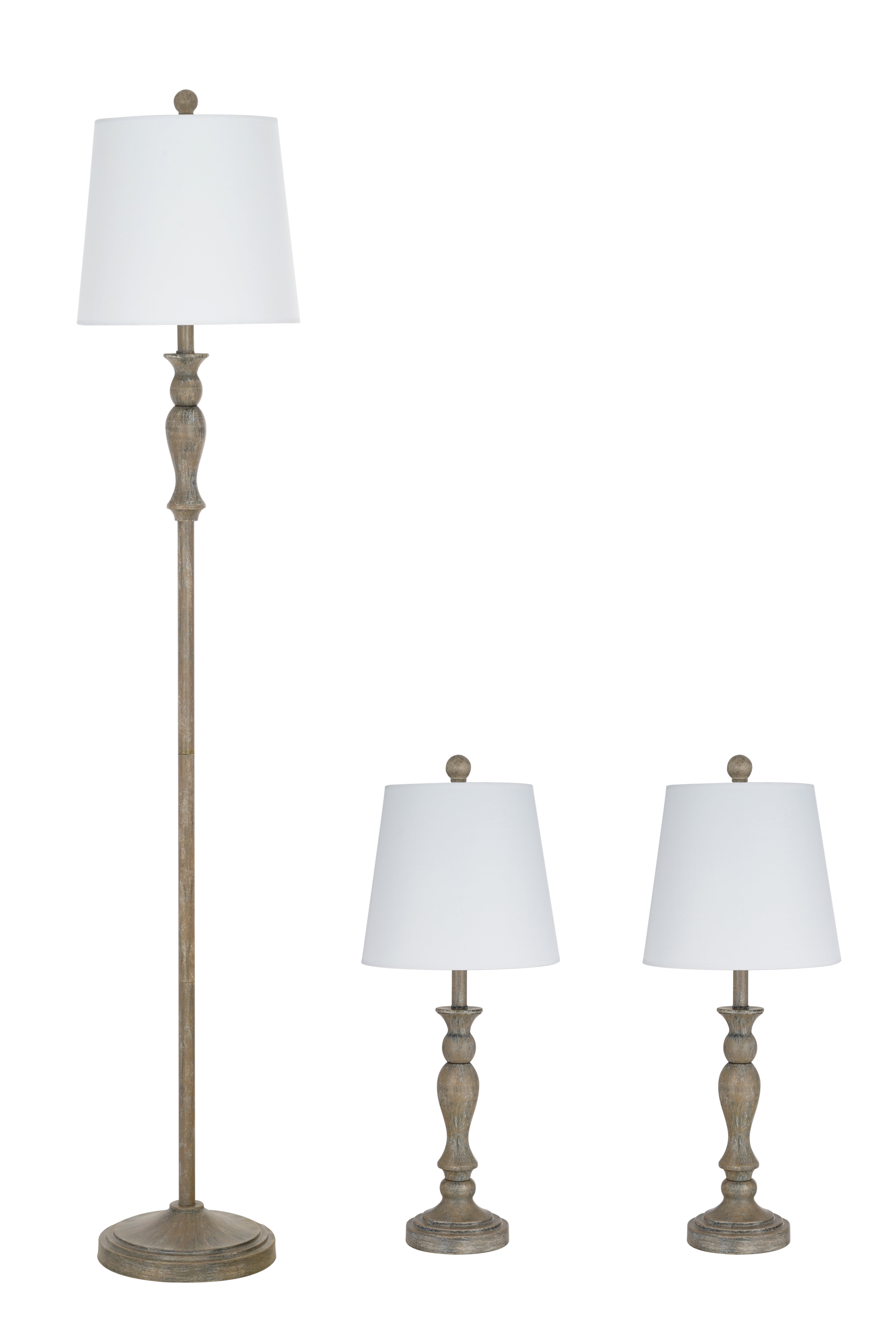 Better Homes & Gardens Modern Farmhouse 3-Pack Table and Floor Lamp Set, Wood Finish