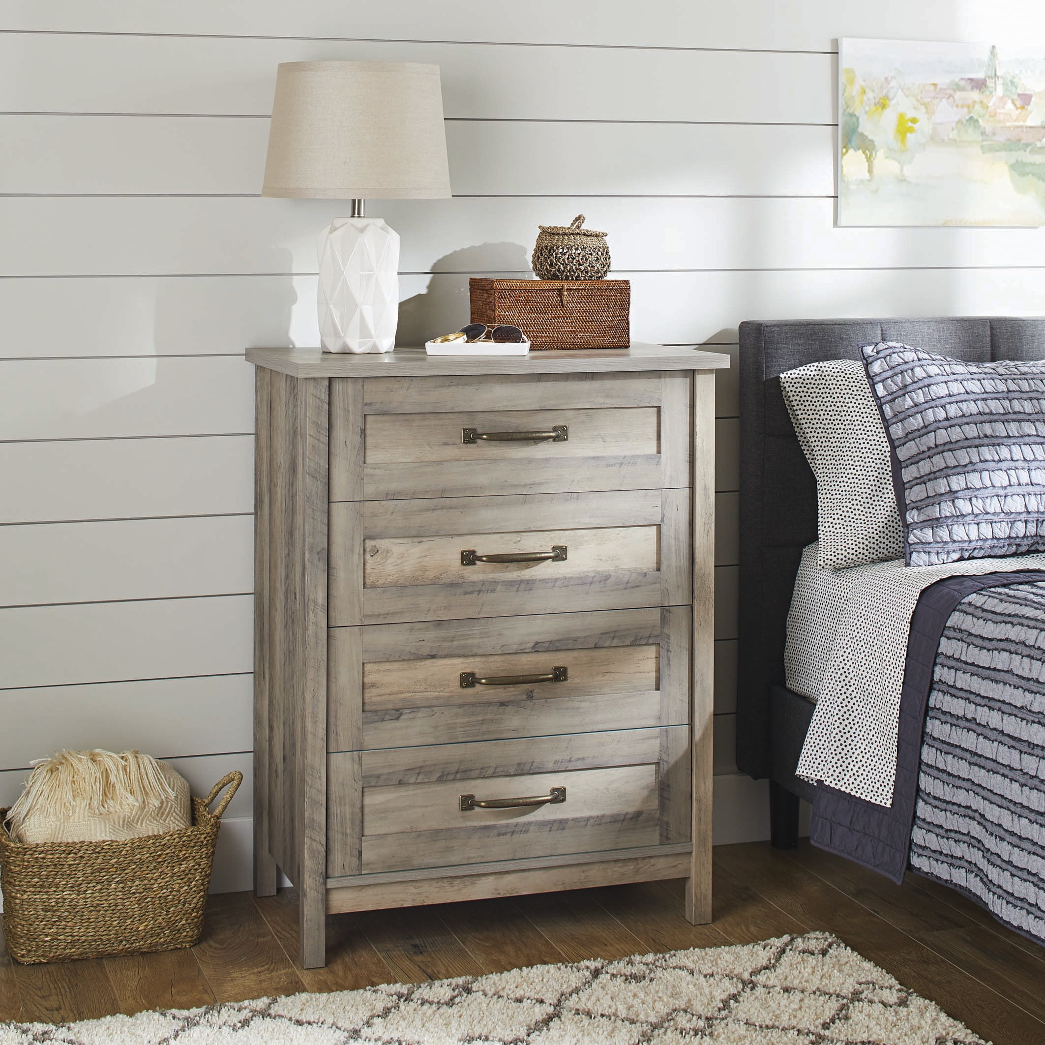 Better Homes & Gardens Modern Farmhouse 4-Drawer Dresser, Rustic Gray Finish