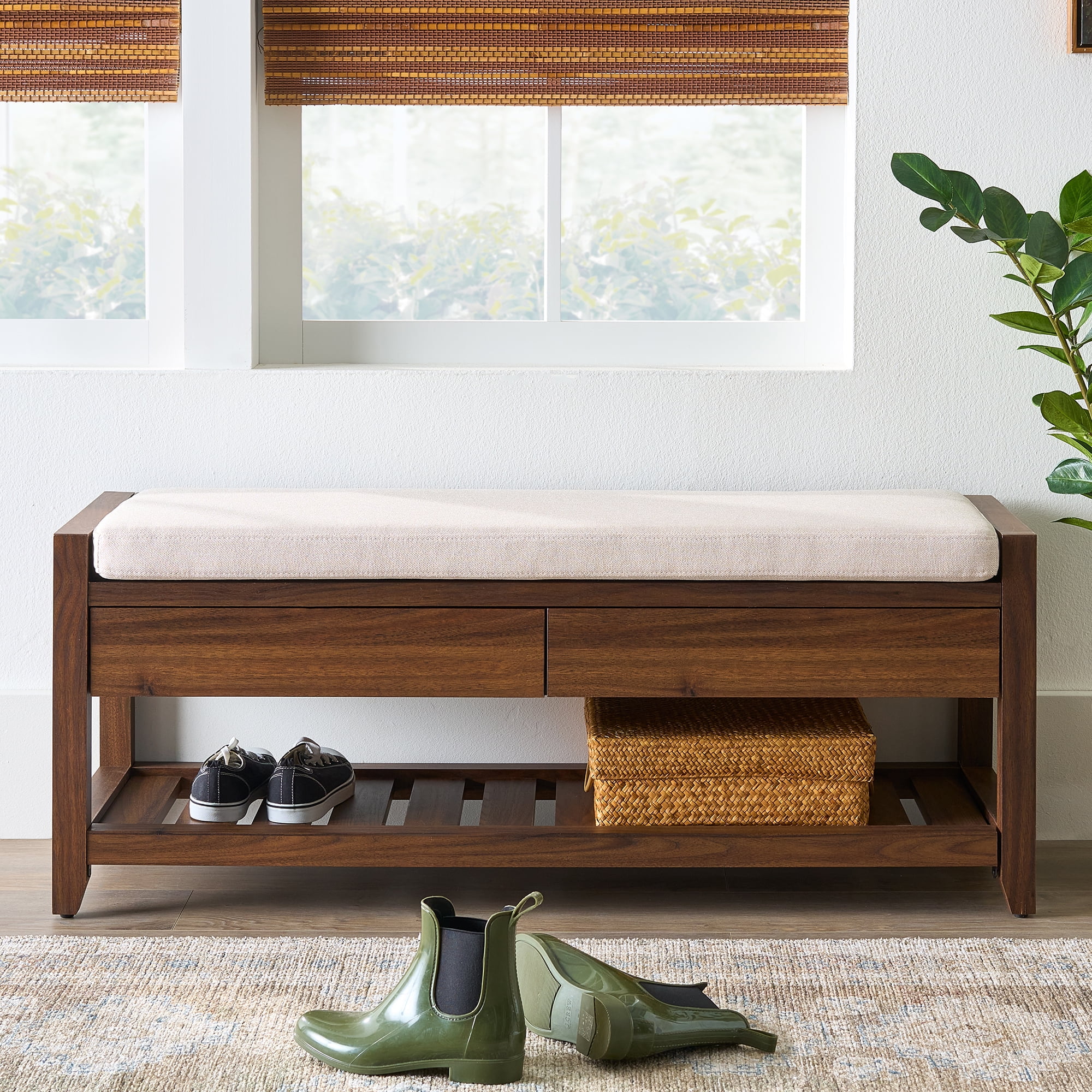 Better Homes & Gardens Reading 45" Bench, Walnut Finish