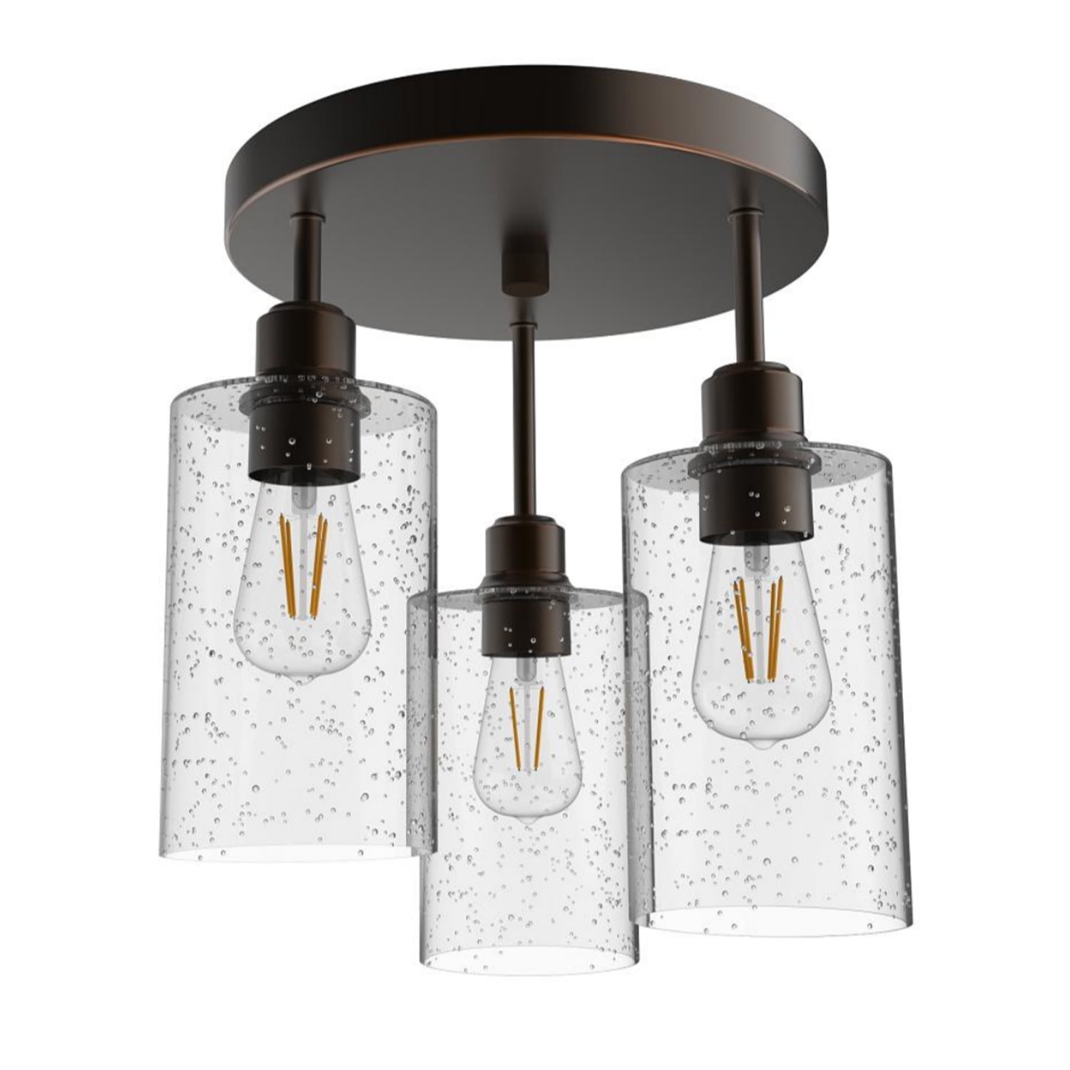 Better Homes & Gardens 13" Farmhouse 3-Light Bronze Flush Mount Ceiling Light, Seeded Glass Shades