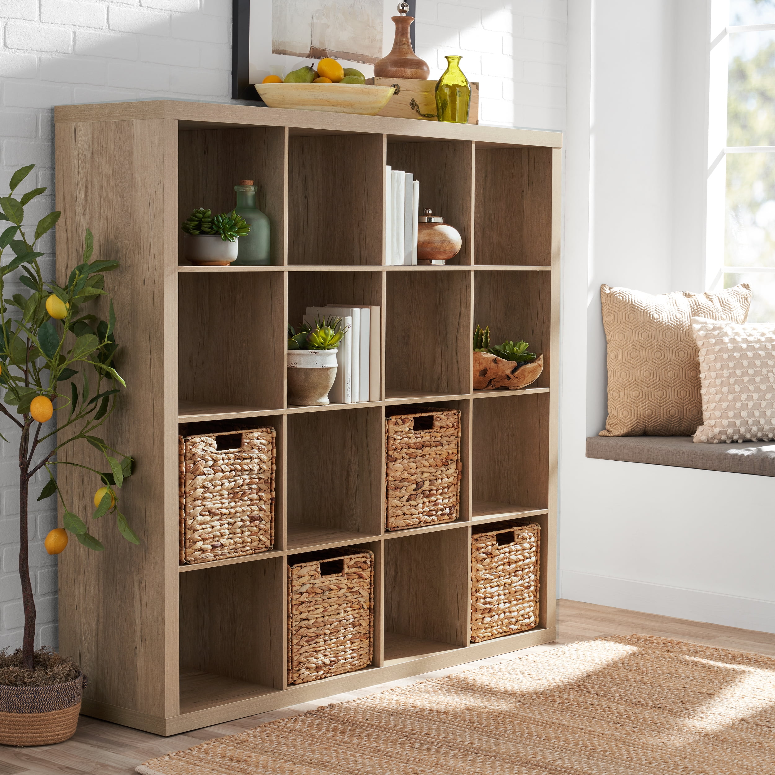 Better Homes & Gardens 16-Cube Storage Organizer, Natural