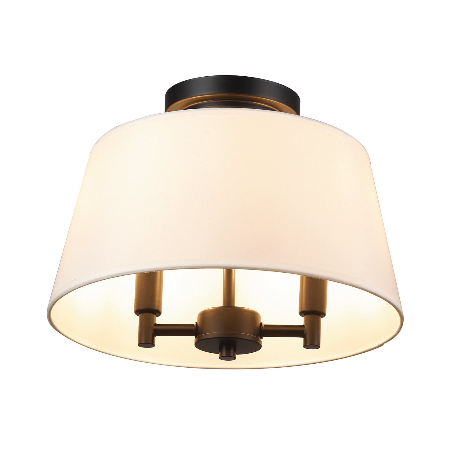 Better Homes & Gardens 2-Light Matte Black Indoor Flush Mount Light, Fabric Shade, Bulbs Included