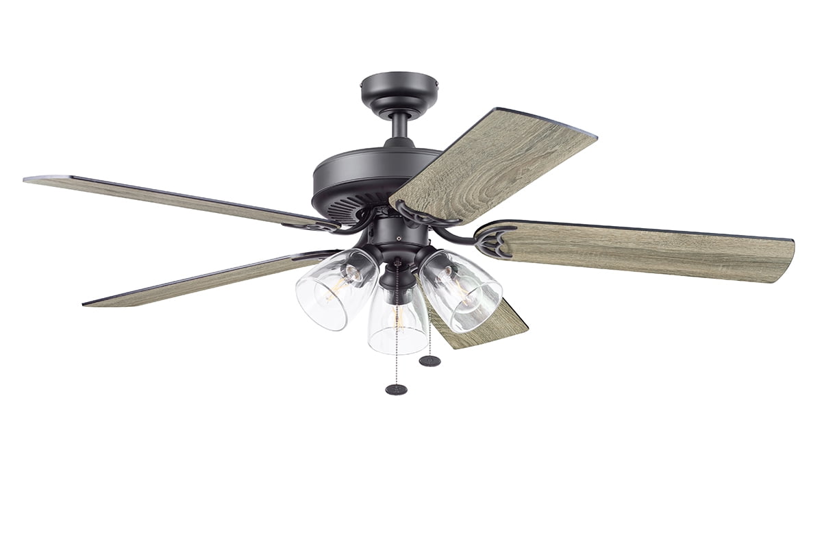 Better Homes & Gardens 52" Matte Black Indoor Ceiling Fan with Light, 5 Blades, Pull Chains & Reverse Airflow