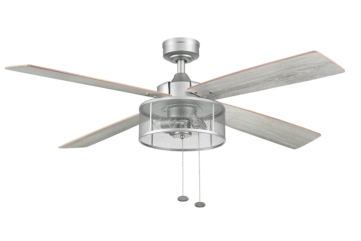 Better Homes & Gardens 52" Pewter Indoor Ceiling Fan with Light, 4 Blades, Pull Chains & Reverse Airflow