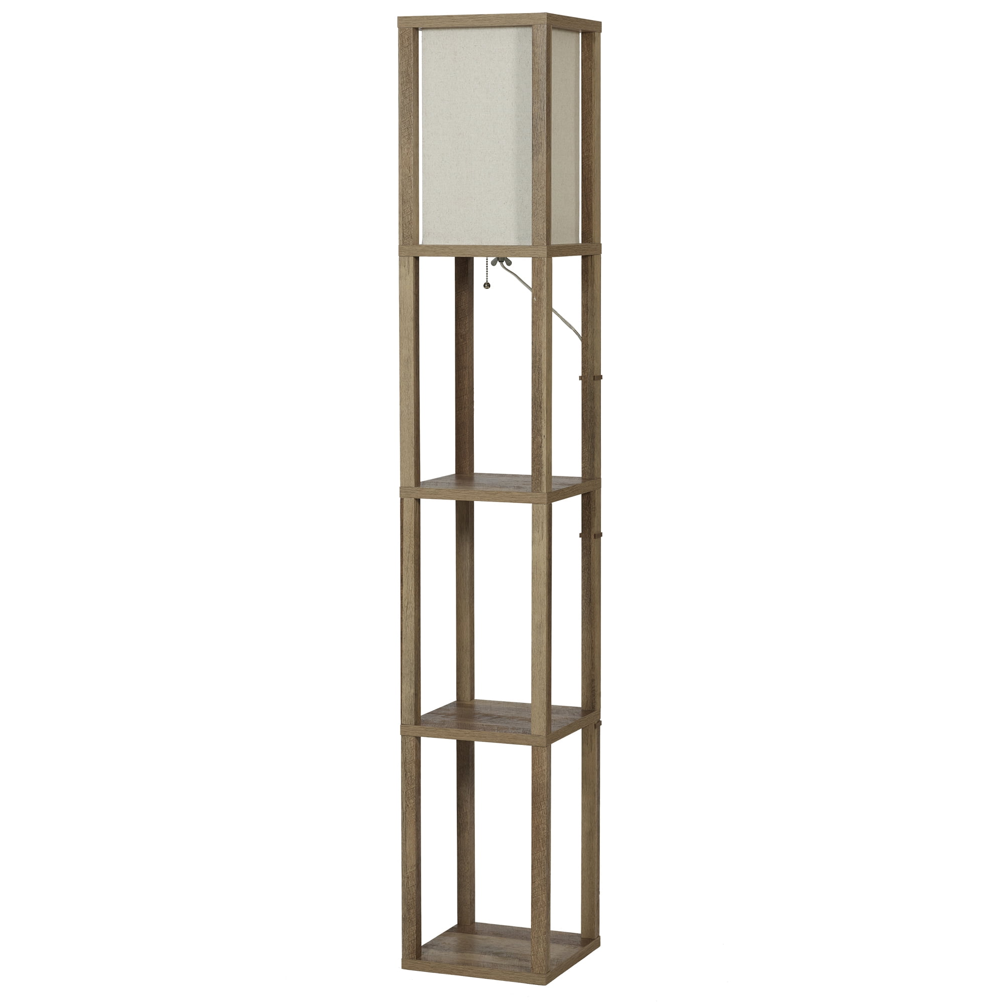 Better Homes & Gardens 62.25" Modern Pull Chain Weathered Floor Lamp with Natural Square Shade