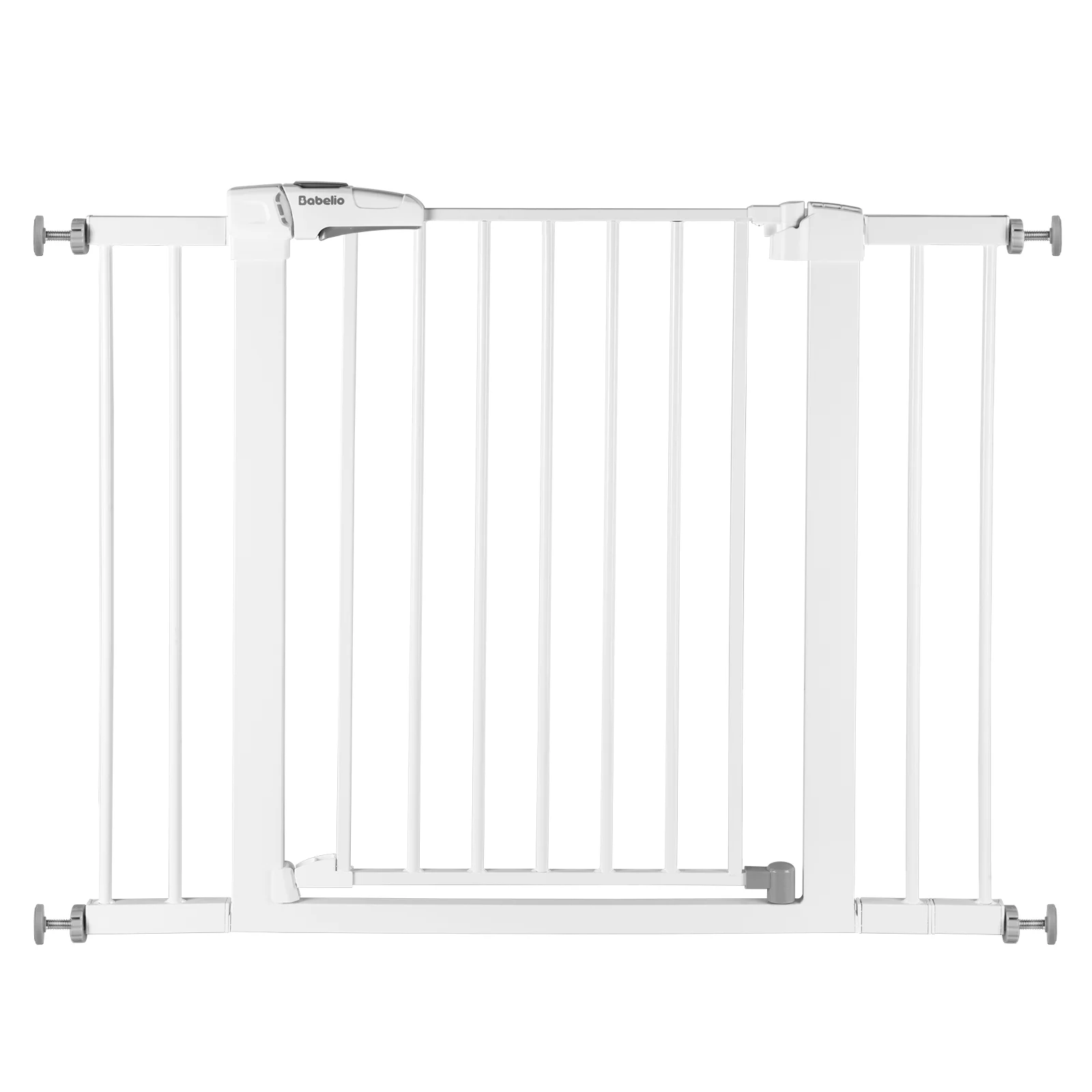 BABELIO 27-40" Auto Close Baby Safety Gate, No Drilling Pressure Mounted Dog Gate for Stairs, Doorways, Outdoor (White)
