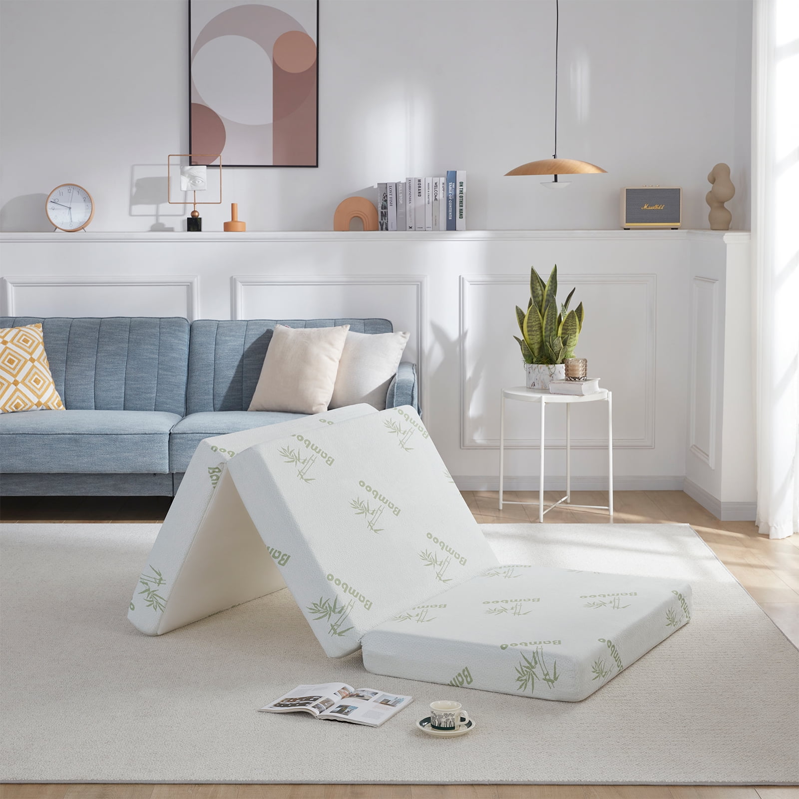 BDEUS Tri-Fold 4" Portable Memory Foam Mattress with Storage Bag