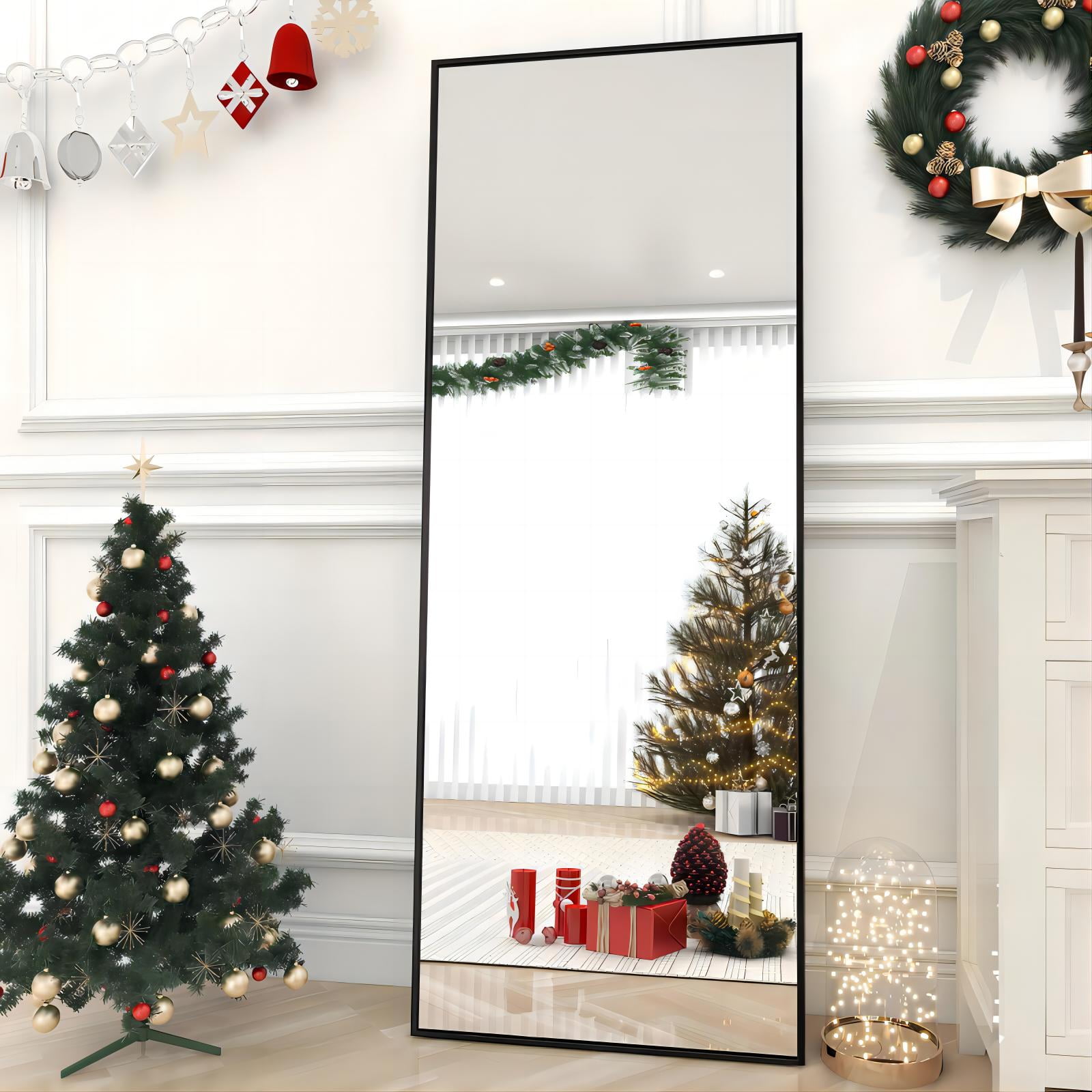 BEAUTYPEAK 64"x21" Full Length Mirror Rectangle Body Dressing Floor Standing Mirrors, Black