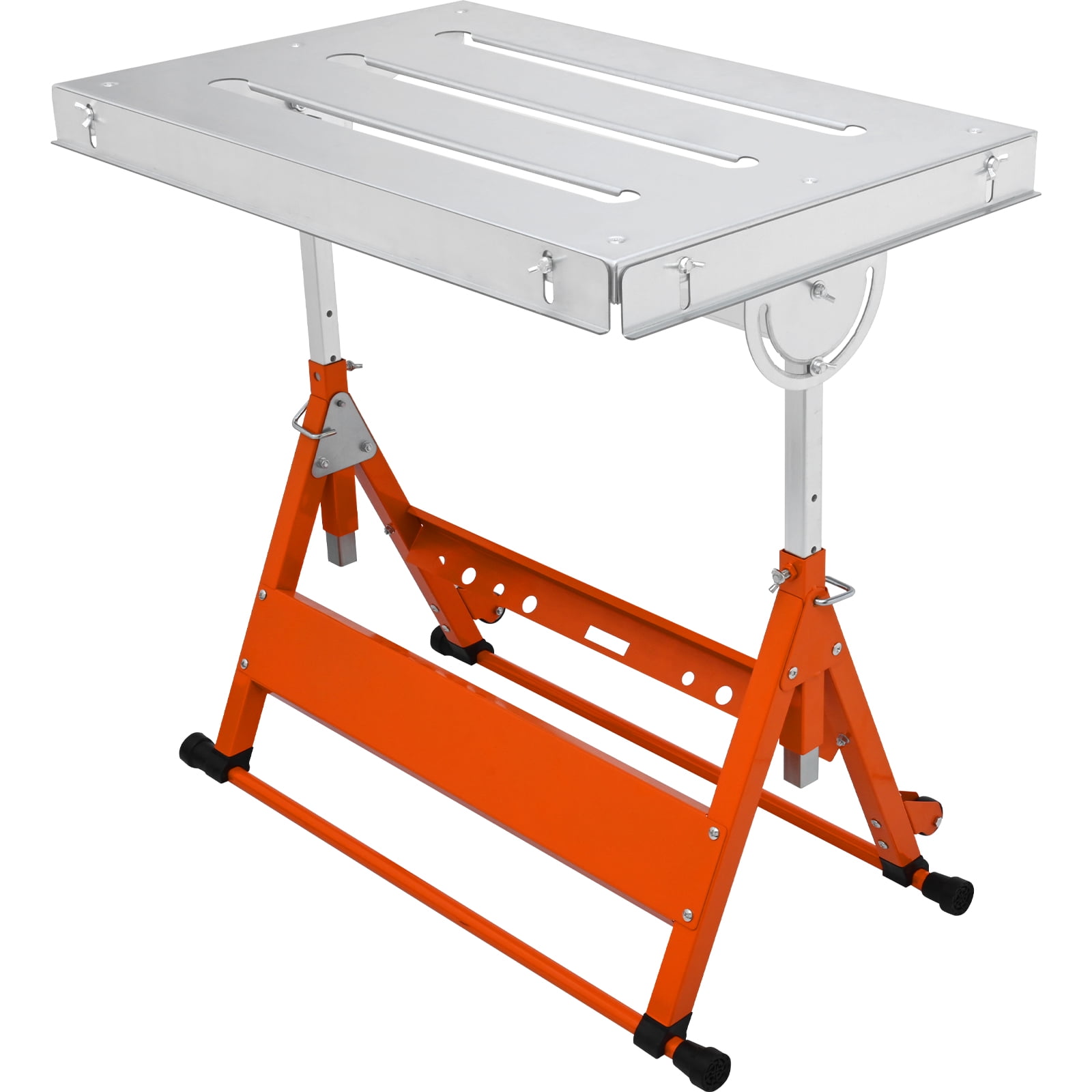 BENTISM Welding Table, 30" x 20" Steel Industrial Workbench 400lbs Load Capacity, Adjustable Angle & Height, Casters, Retractable Guide Rails, Three 1.6" Slots Folding Work Bench