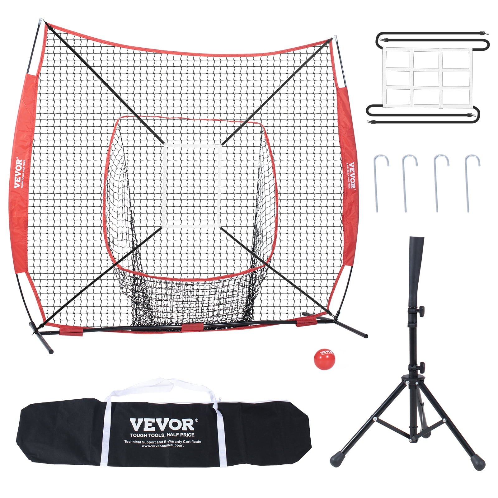 BENTISM Baseball Softball Practice Net 7x7 ft Hitting Batting Training Net for Baseball Softball Catching or Throwing with Sandball&Batting Tee&Carry Bag