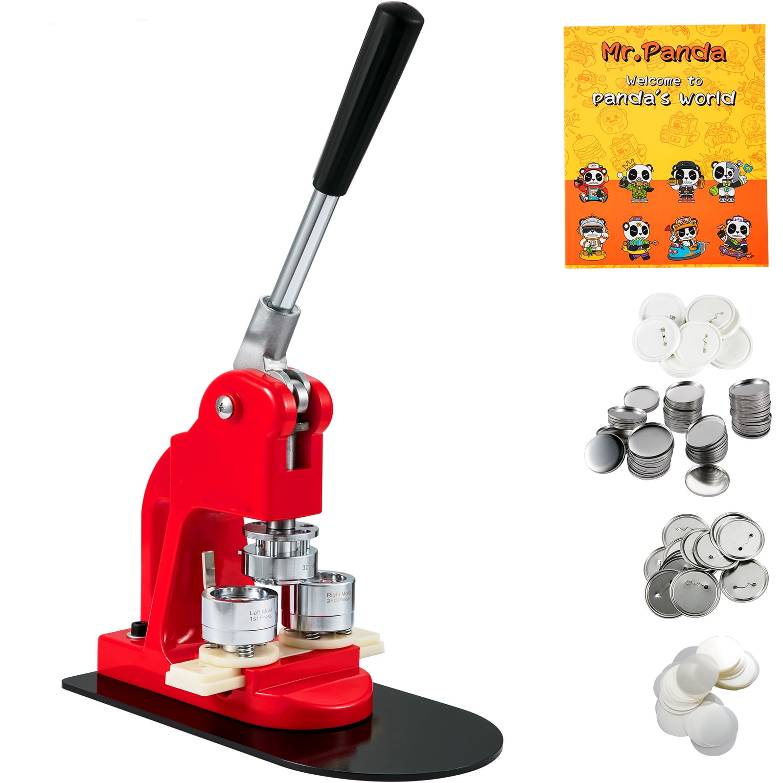 BENTISM Button Maker Machine, 32 mm (1.25 ") Badge Punch Press Kit, Children DIY Gifts Pin Maker, Button Making Supplies with 500pcs Button Parts & Circle Cutter & Magic Book