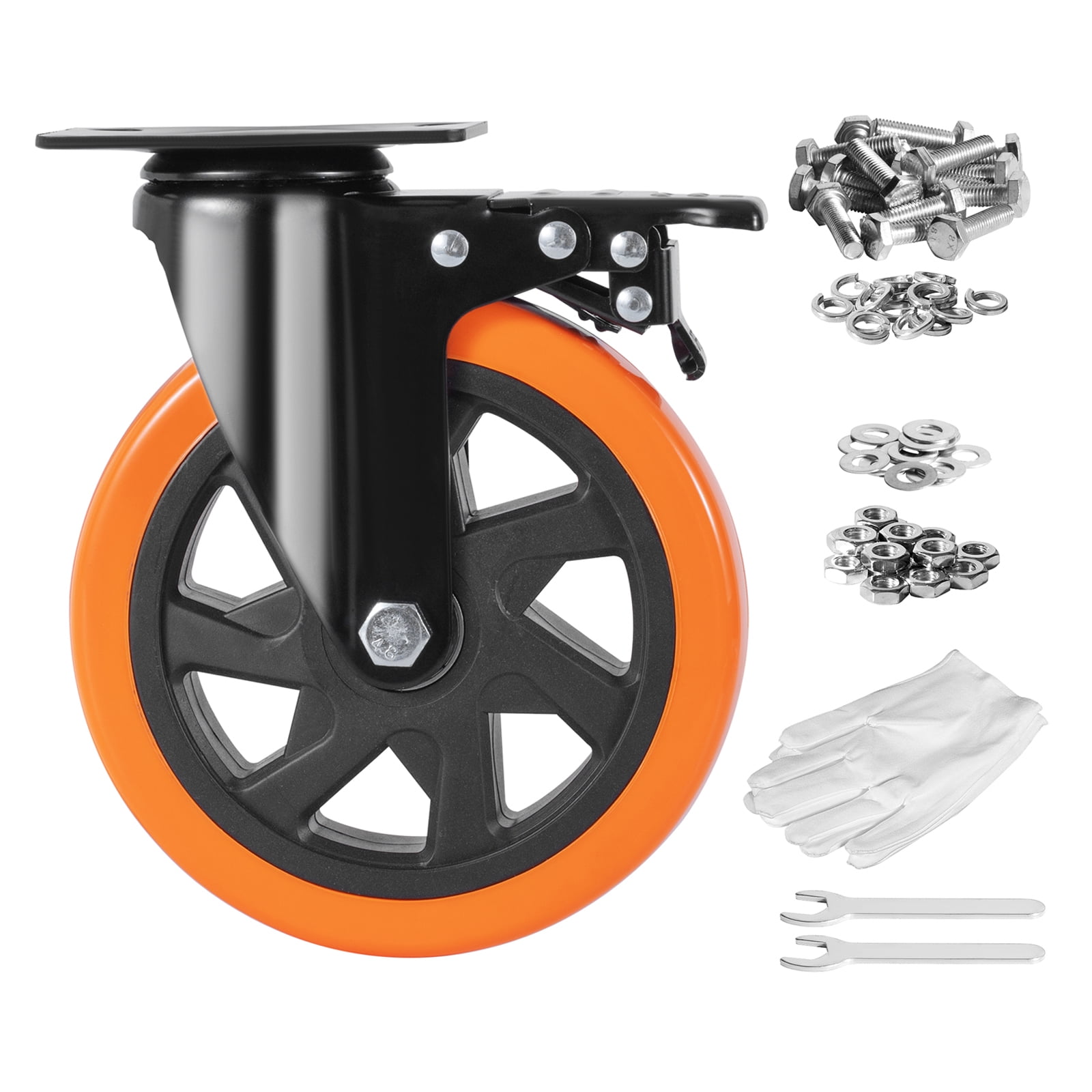 VEVOR Caster Wheels Swivel Plate Casters 4 Pack 6" Heavy Duty with Locking Brake