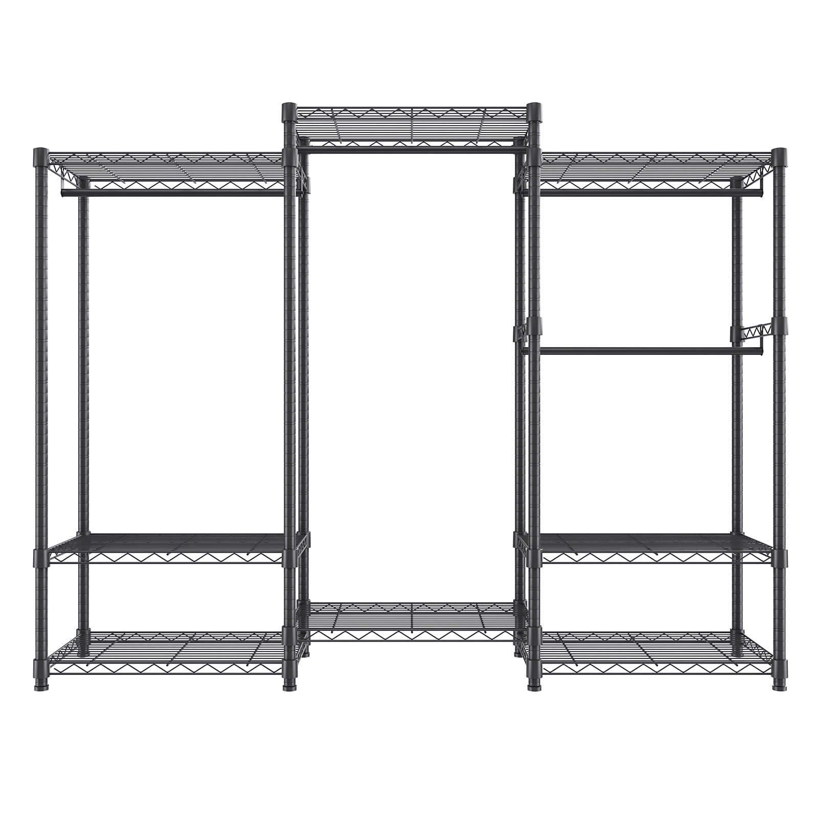 VEVOR Clothes Rack Wire Garment Rack with 4 Hang Rods & 8 Storage Tiers Load 800 LBS Heavy Duty Adjustable Freestanding Clothing Rack 71" H x 69" W x 18" D Black