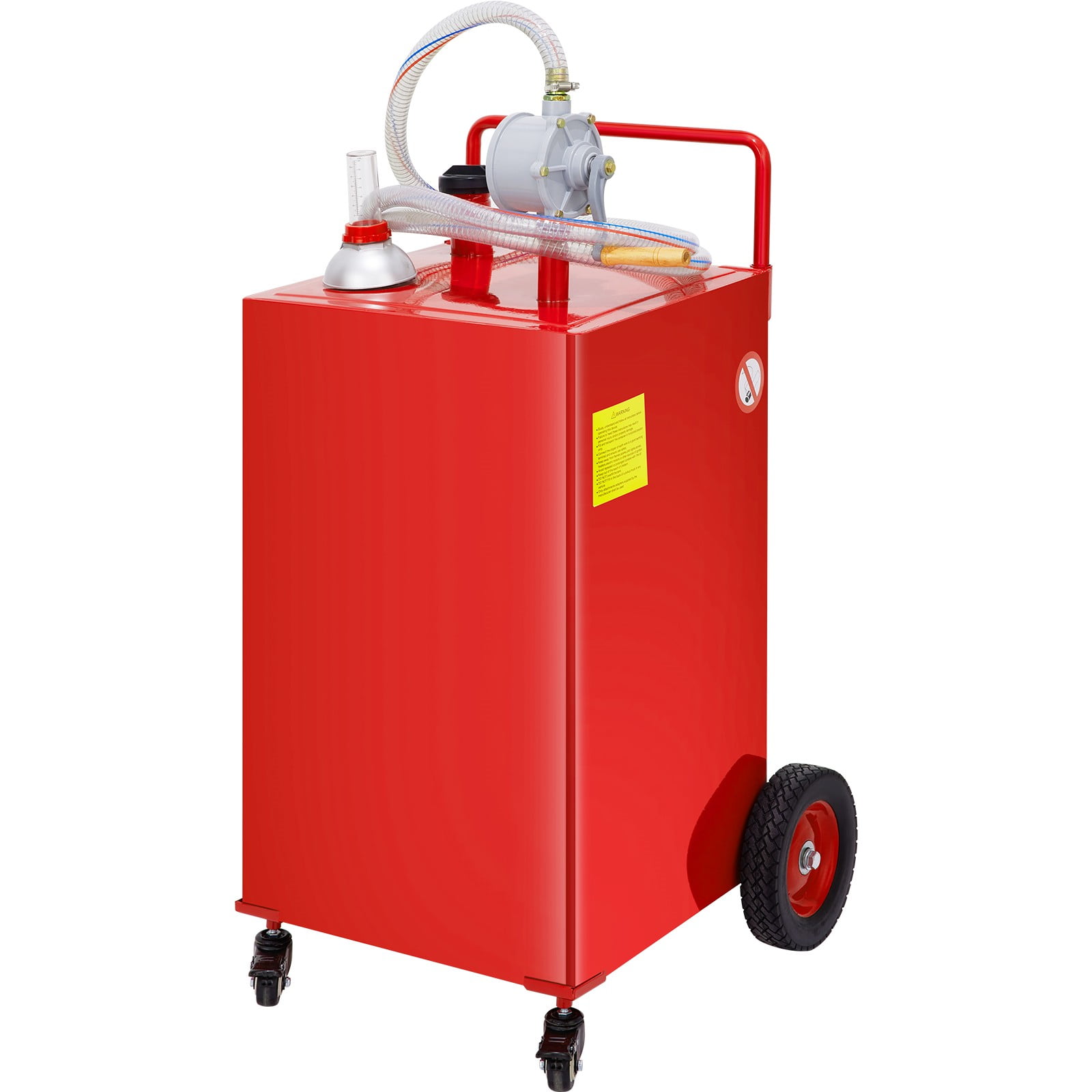 VEVOR Fuel Caddy Fuel Storage Tank 35 Gallon 4 Wheels with Manuel Pump, Red