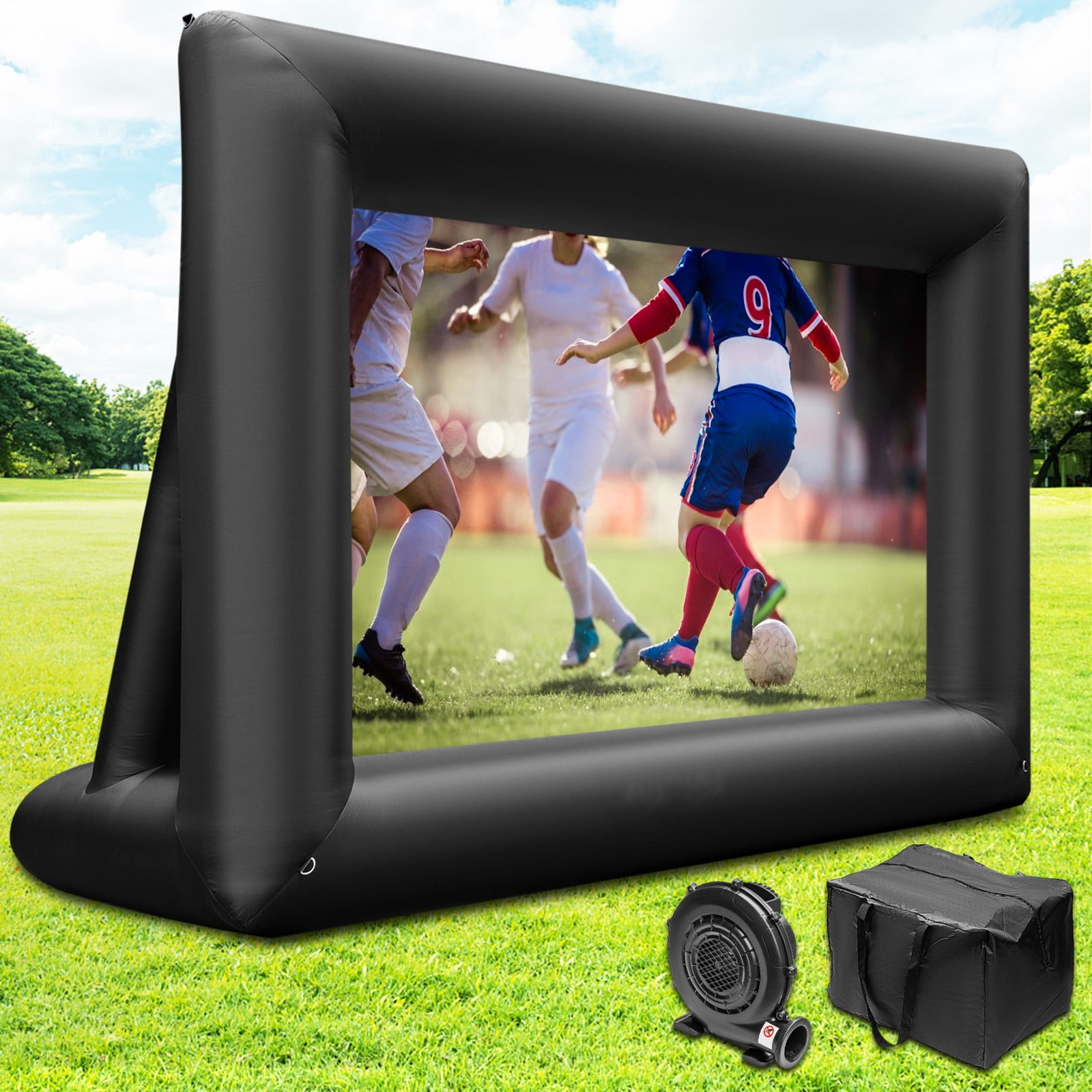 BENTISM Outdoor Inflatable 24" Projector Screen with Air Blower, Black