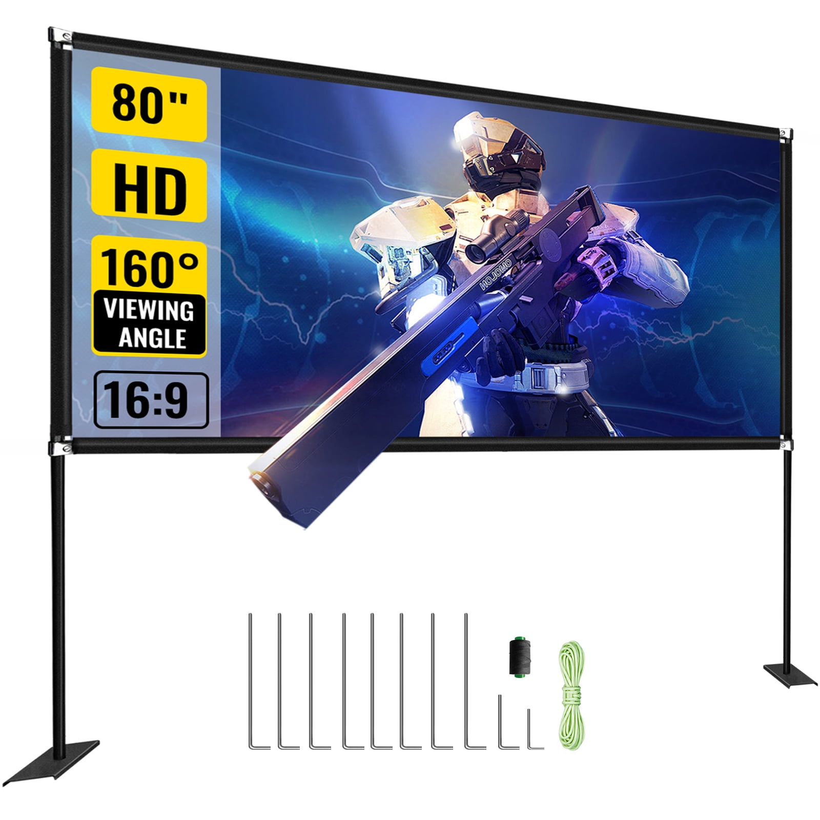 BENTISM Outdoor Movie Screen w/ Stand Portable Movie Screen 80" Projector Screen
