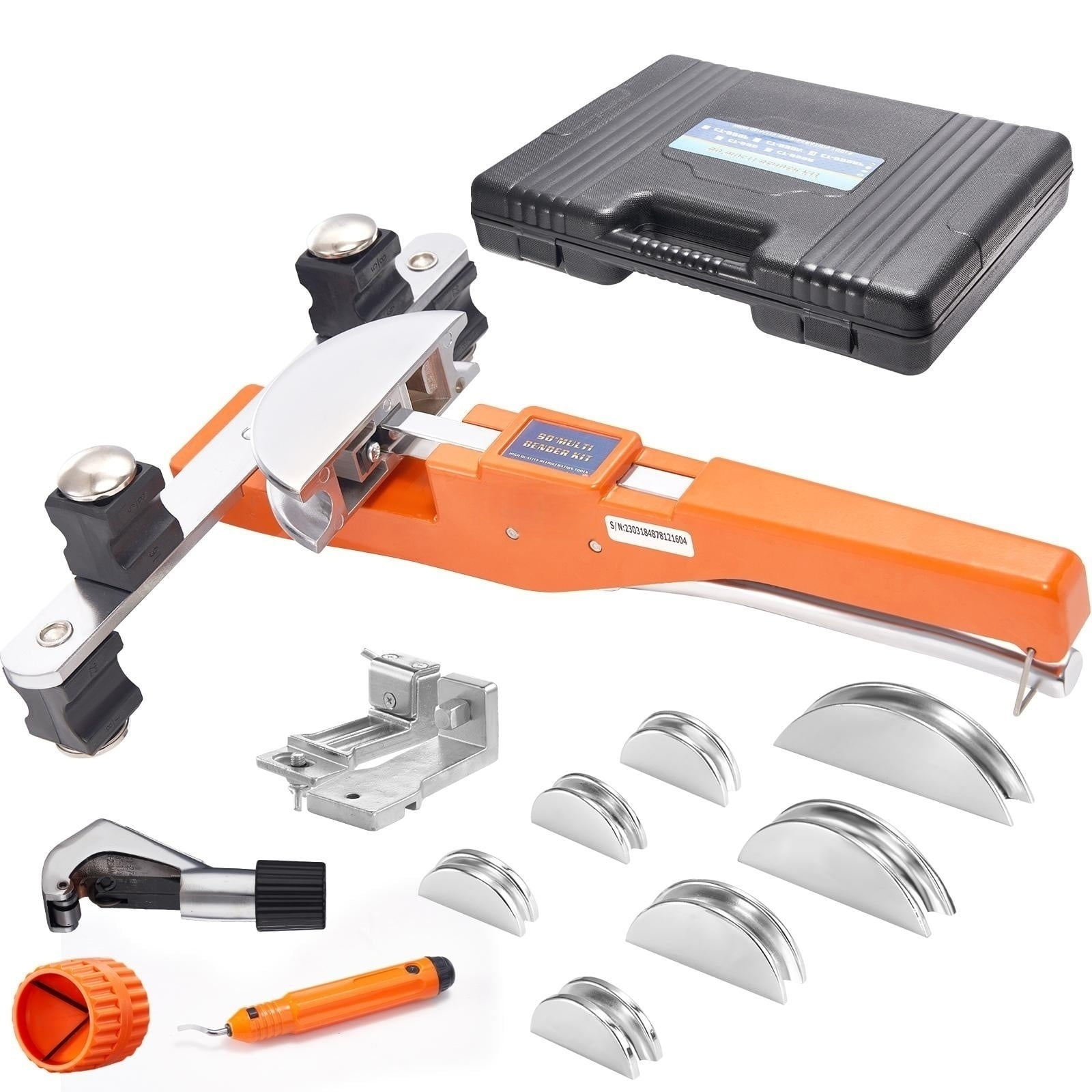 VEVOR Pipe Bender, 7 Dies 1/4-7/8 Inch Refrigeration Ratcheting Tube Bender Kit, 90° Tubing Bender with Reverse Bending Attachment for HVAC