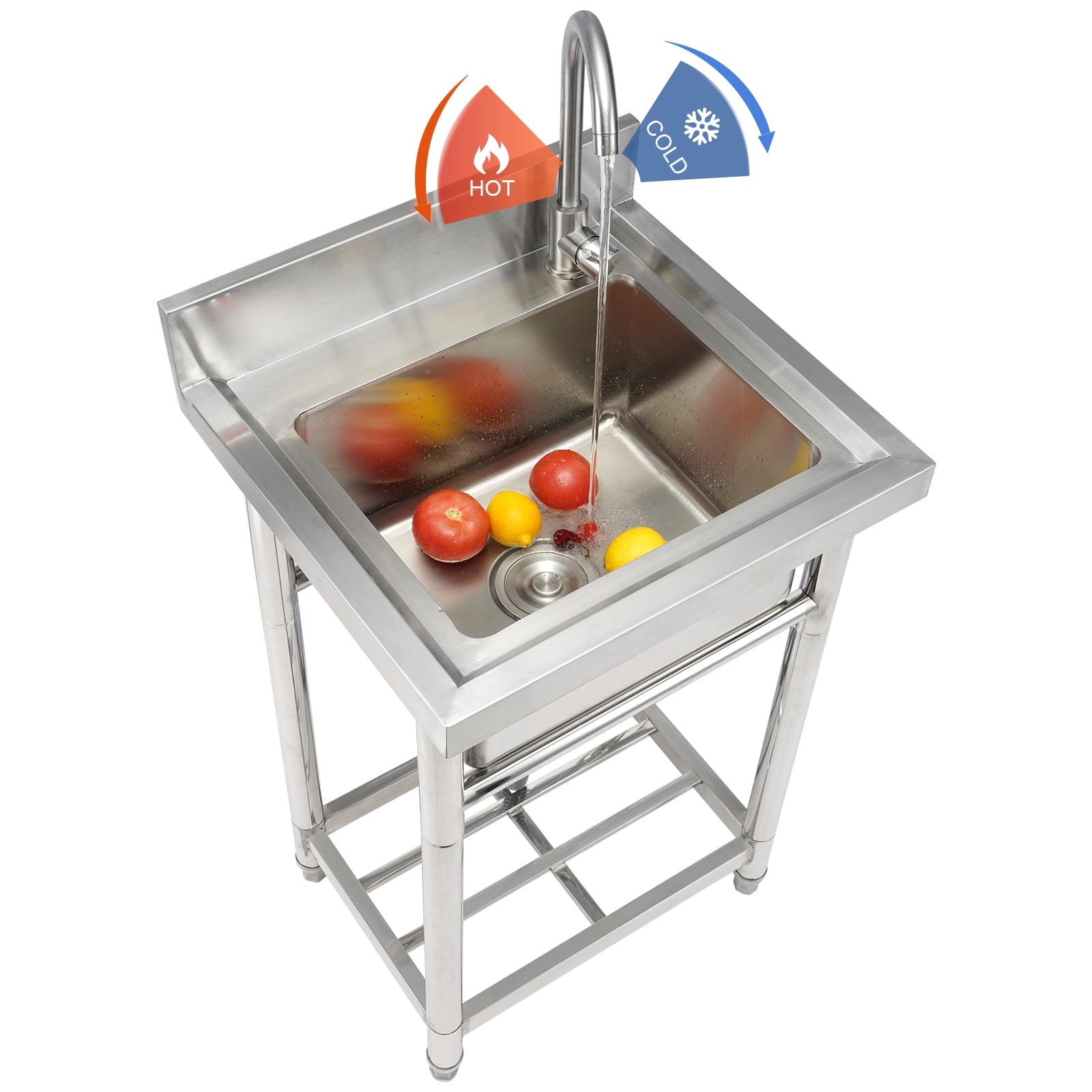 BENTISM S1 Stainless Steel 16 Inch Freestanding Single Bowl Sink